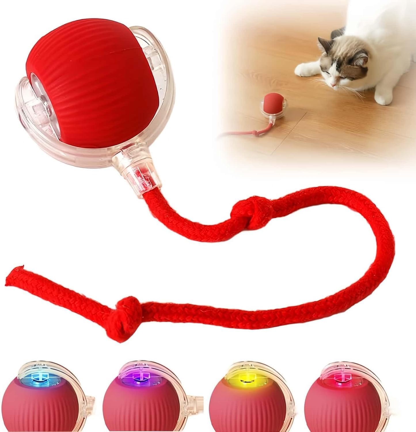 Interactive Cat Toys Ball – Smart Rolling LED Ball, Automatic & USB Rechargeable Motion Activate for Indoor Kitten Puppy Dog cat- Pet Exercise, IQ Training, Fun & Engaging Pet Toy