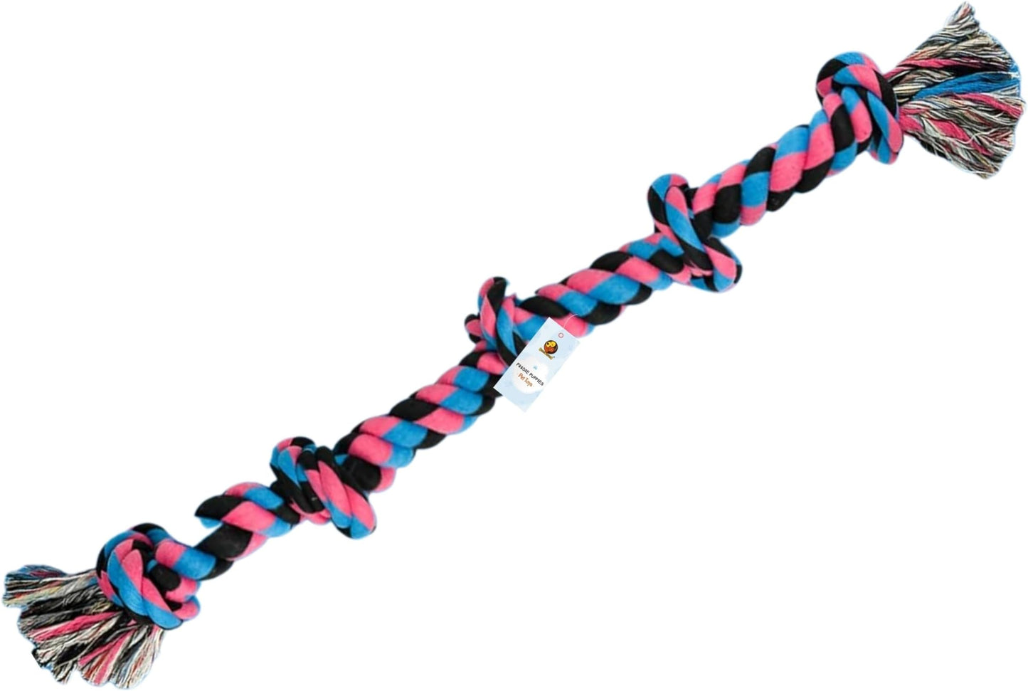 Durable Cotton Rope Dog Toy for Aggressive chewers, Strong Knotted Design for tug-of-war, Supports Dental Health, Washable, Ideal for Medium and Large Dogs (5 Knots Rope)