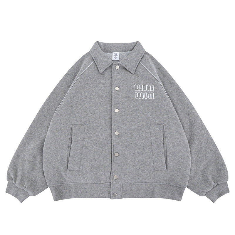 Solid Color New Logo Collar Casual Jacket Men's Baseball Jacket