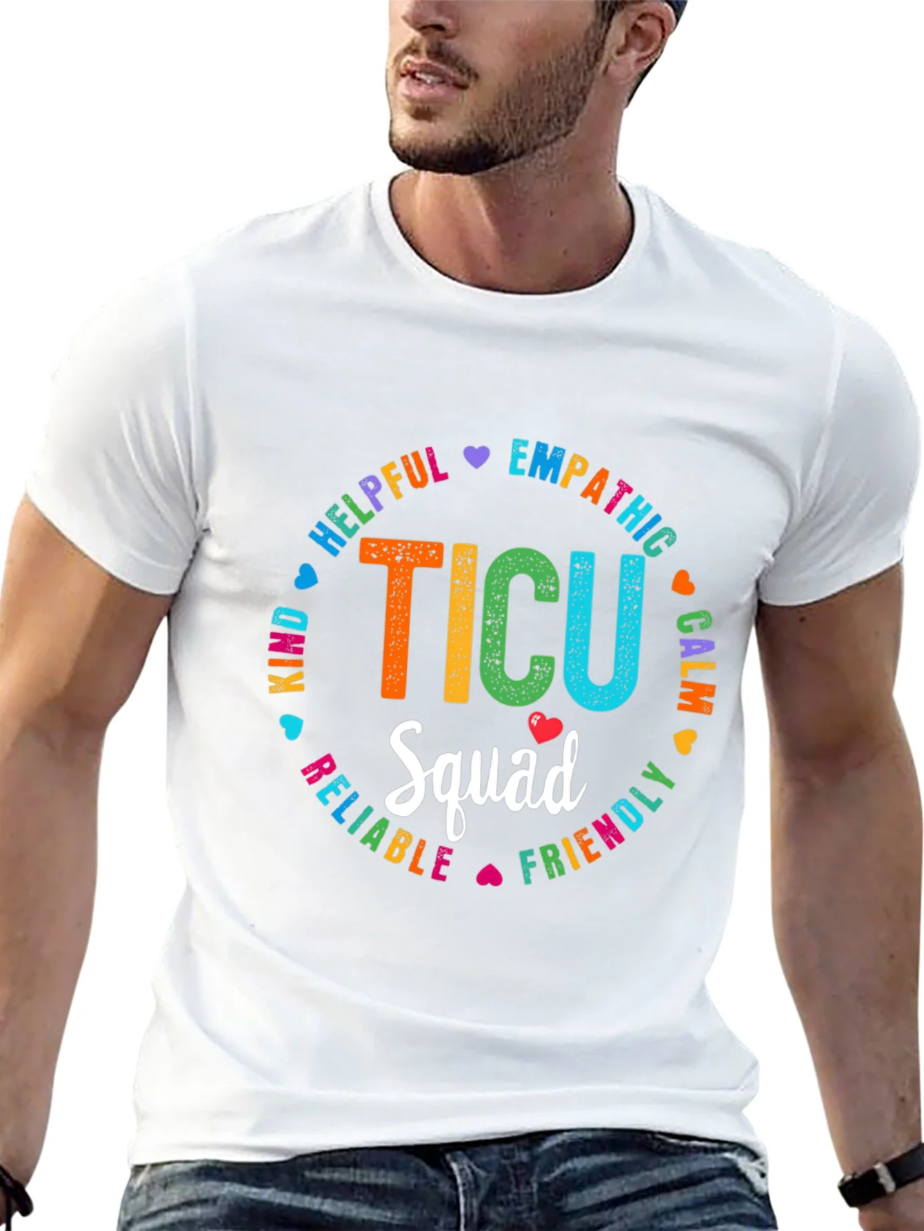TICU Squad Graphic Tee - Rainbow Text Design