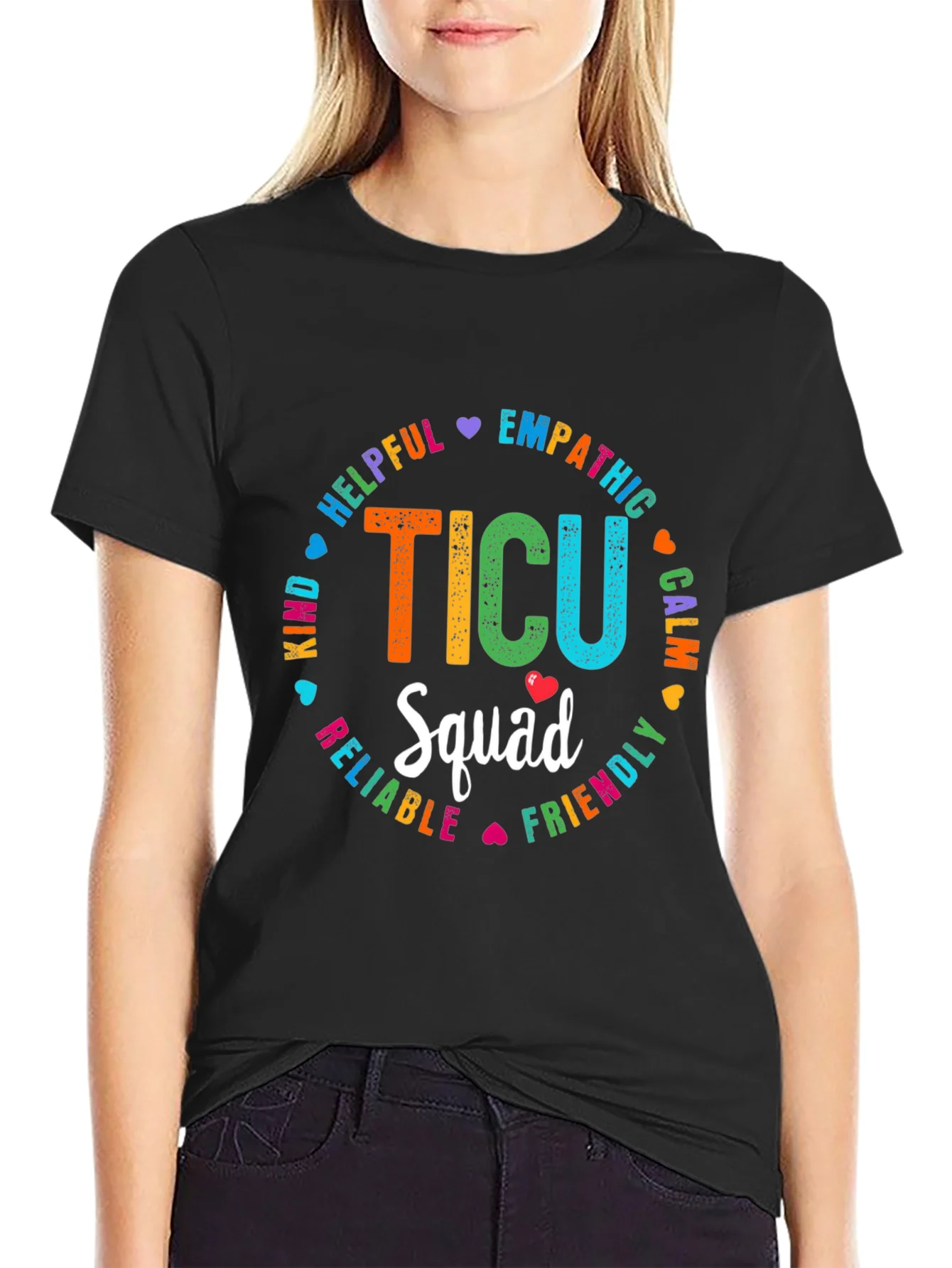 TICU Squad Graphic Tee - Rainbow Text Design
