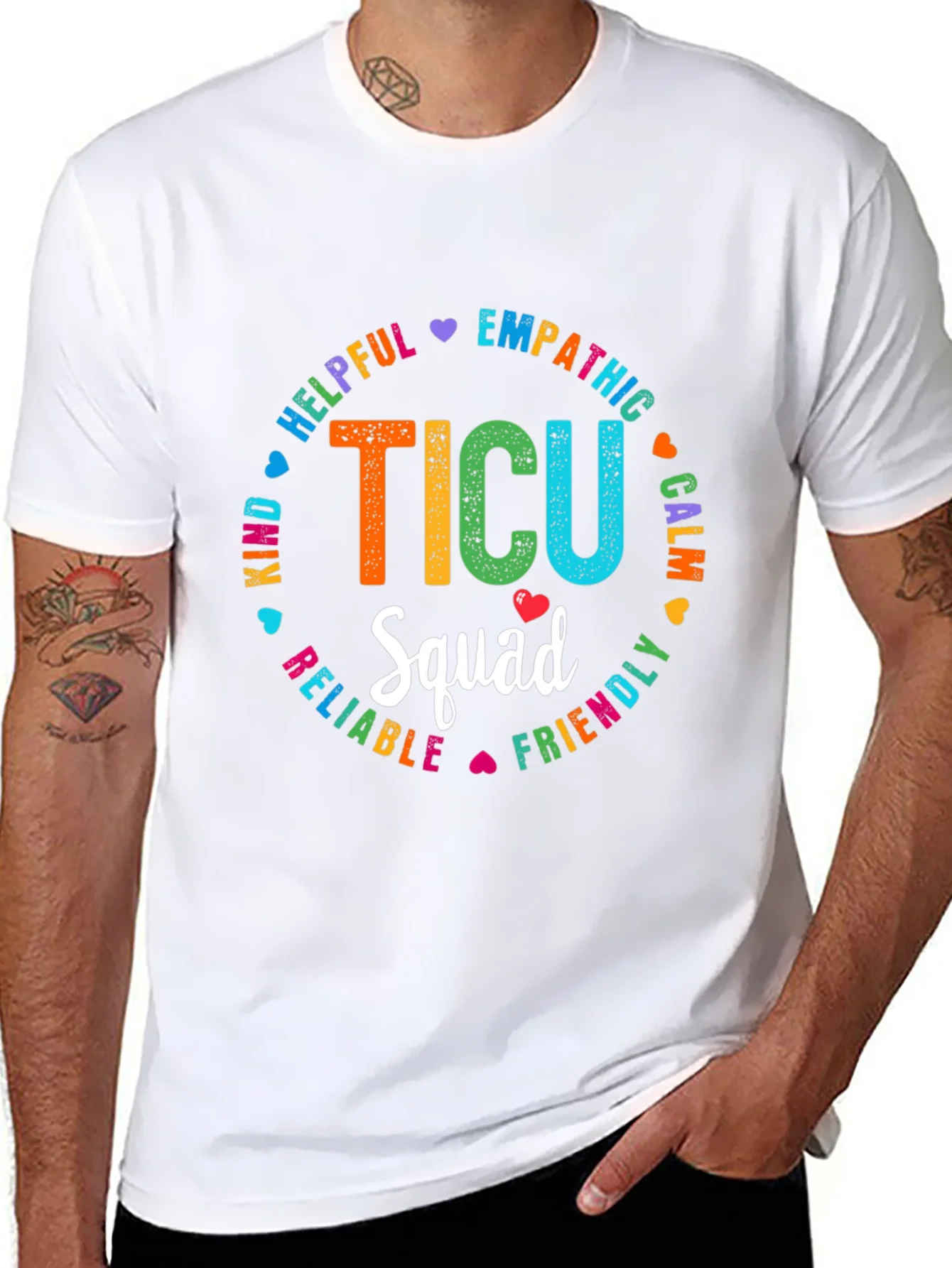 TICU Squad Graphic Tee - Rainbow Text Design
