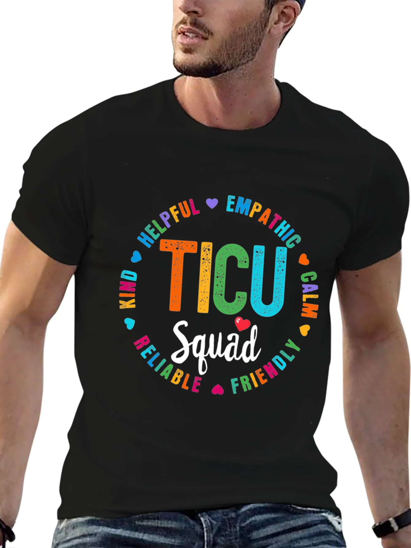 TICU Squad Graphic Tee - Rainbow Text Design