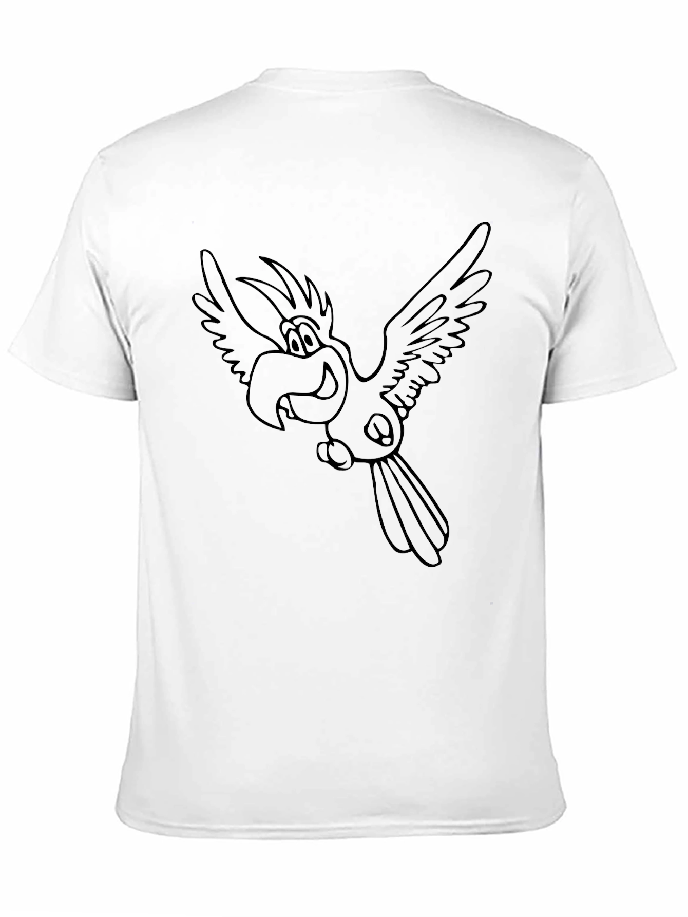 Cartoon Parrot T-Shirt - Black Casual Tee