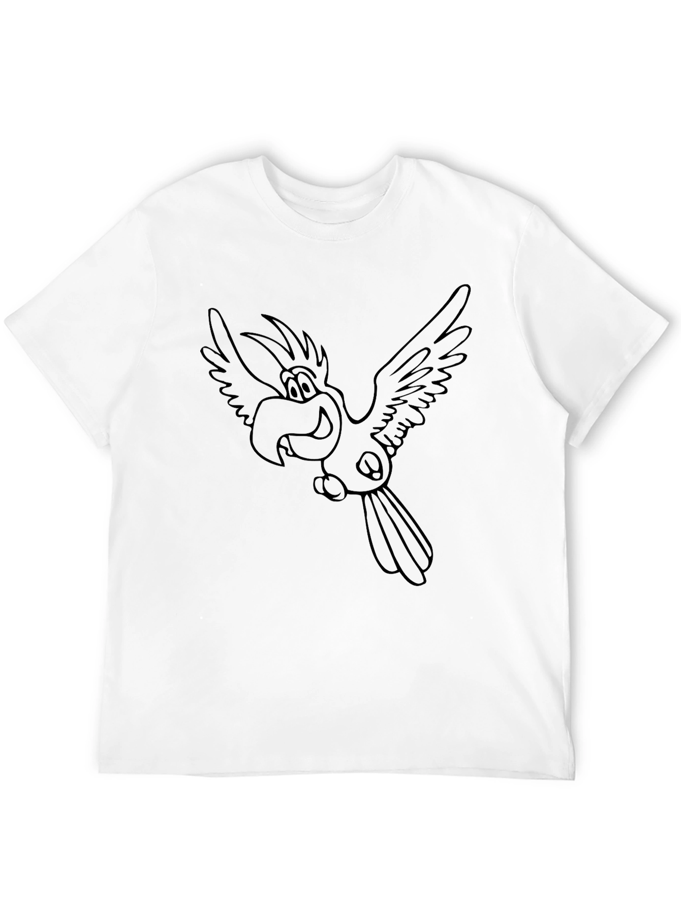 Cartoon Parrot T-Shirt - Black Casual Tee