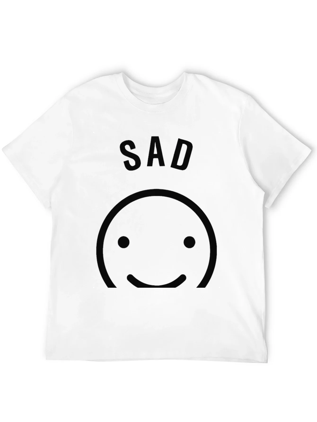 Mens Black SAD Smiley Face T-Shirt