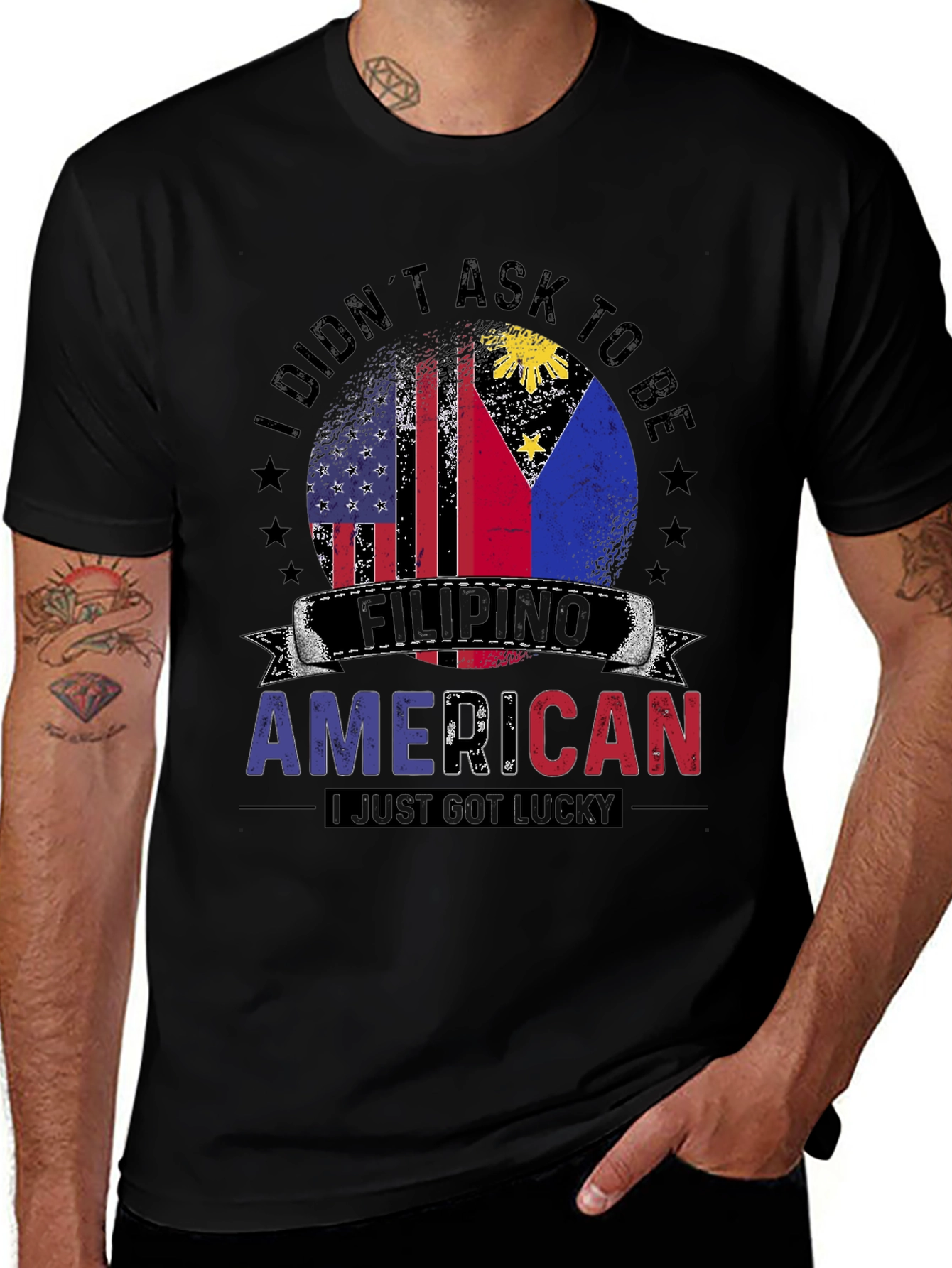 Filipino American Pride T-Shirt - Lucky to be Both!