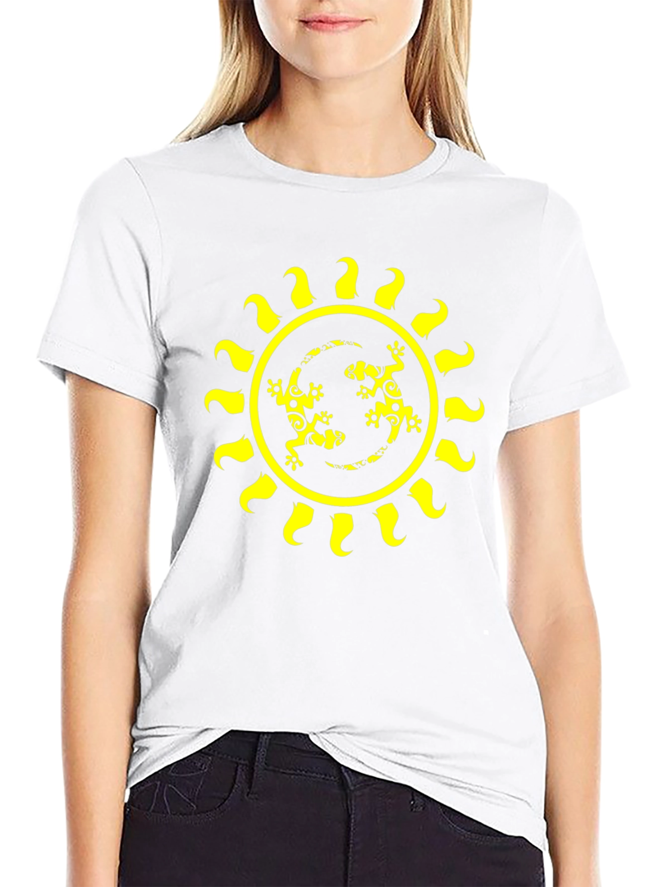 Lizard Sun Graphic Tee - Black Cotton T-Shirt