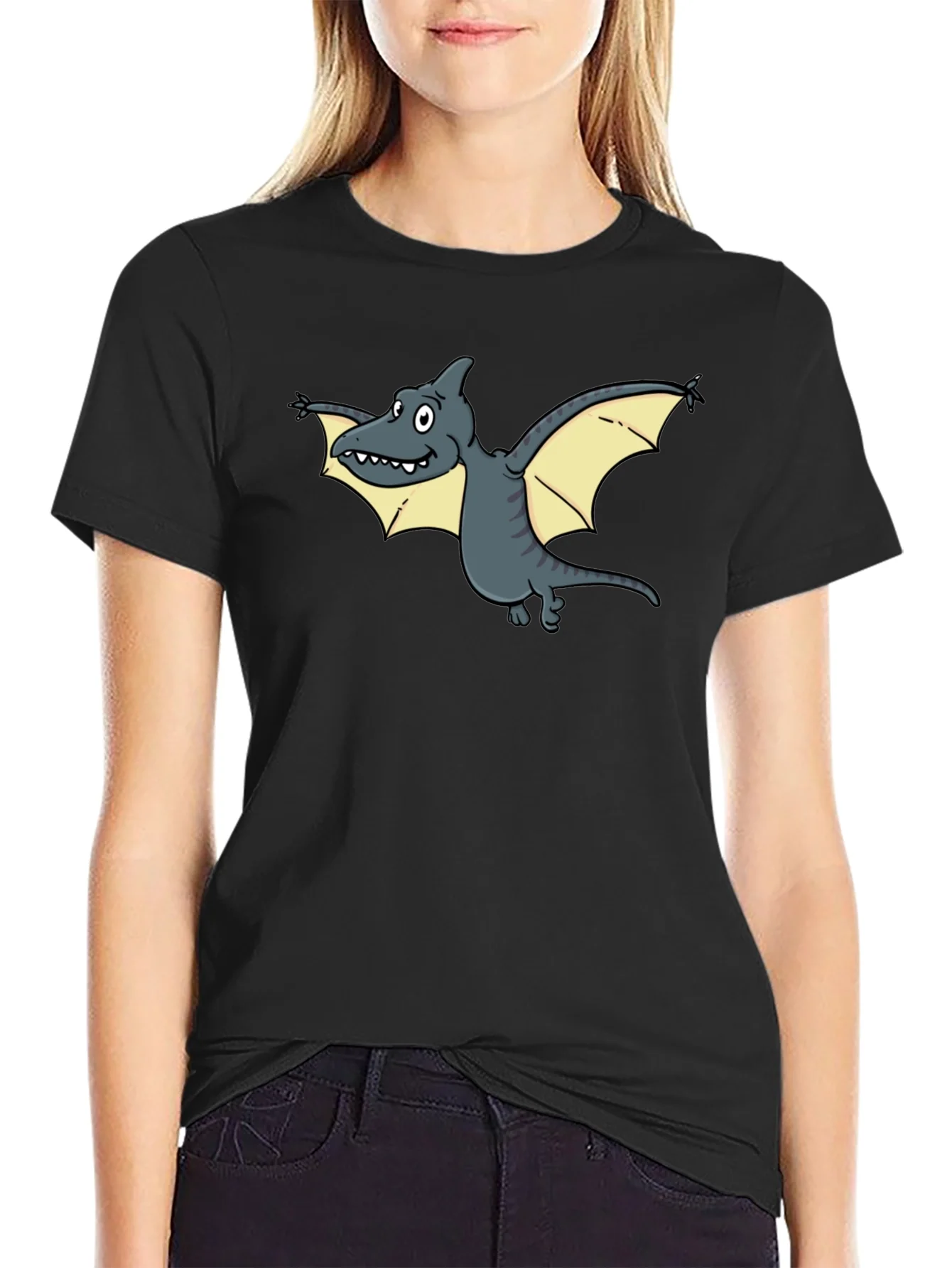 Cartoon Pterodactyl Graphic Tee - Unique Dinosaur T-Shirt