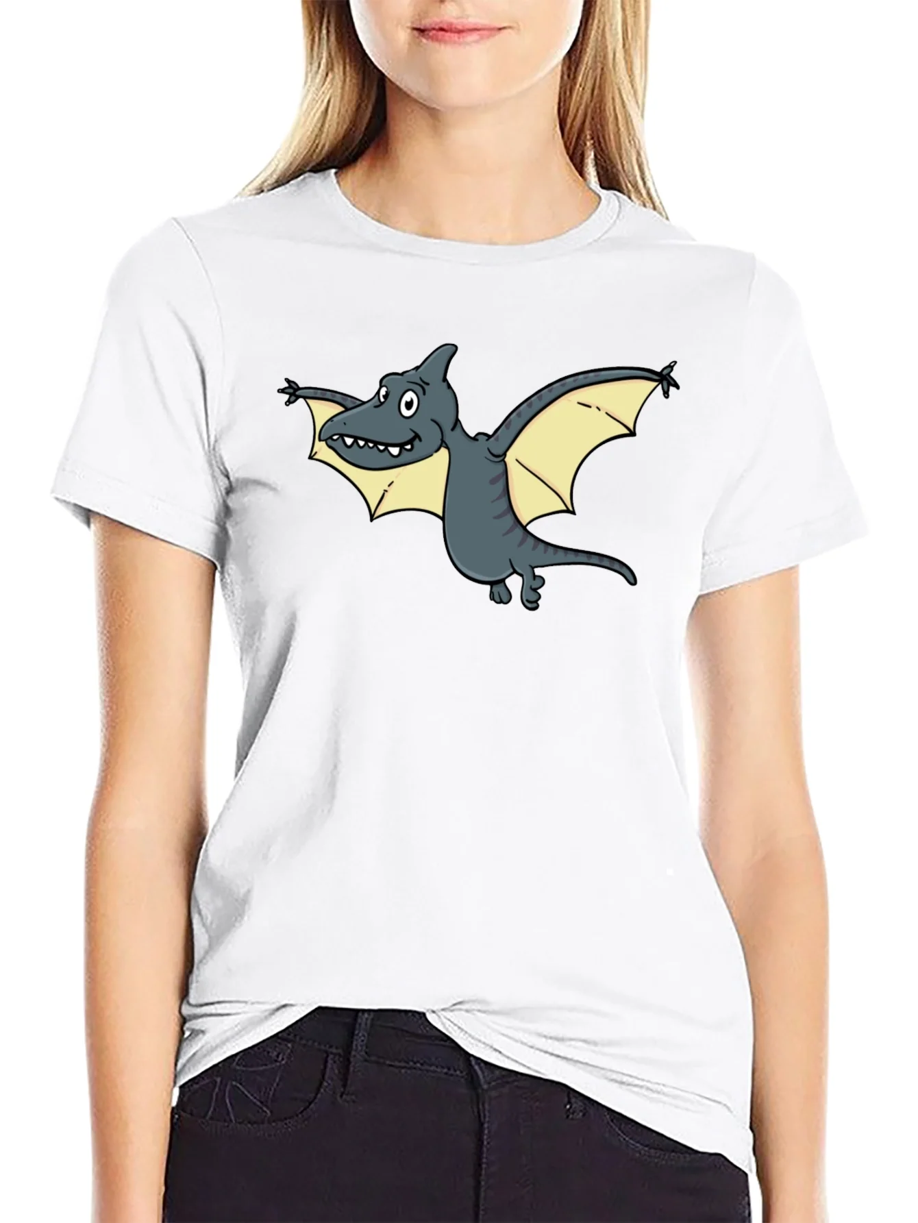 Cartoon Pterodactyl Graphic Tee - Unique Dinosaur T-Shirt