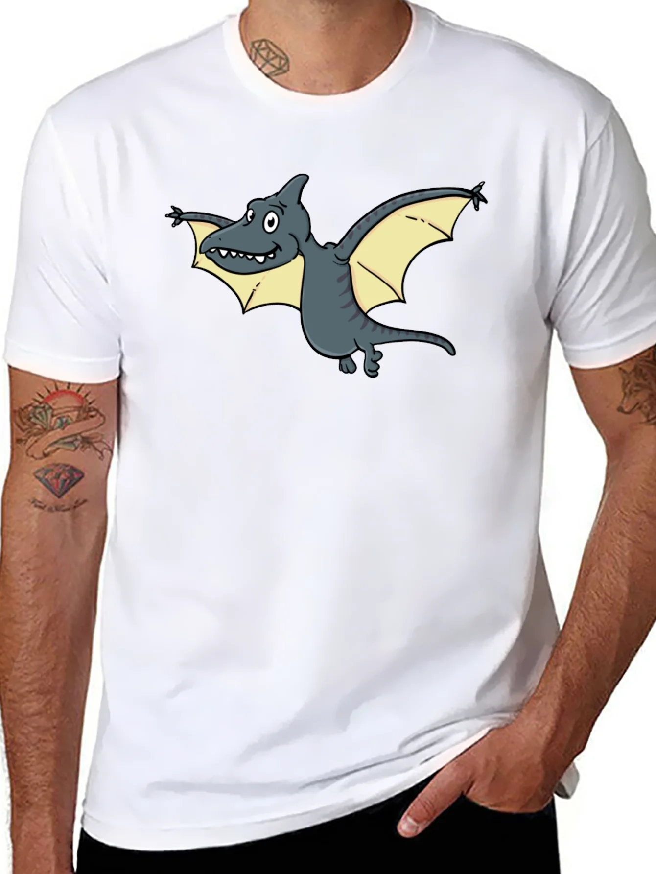 Cartoon Pterodactyl Graphic Tee - Unique Dinosaur T-Shirt