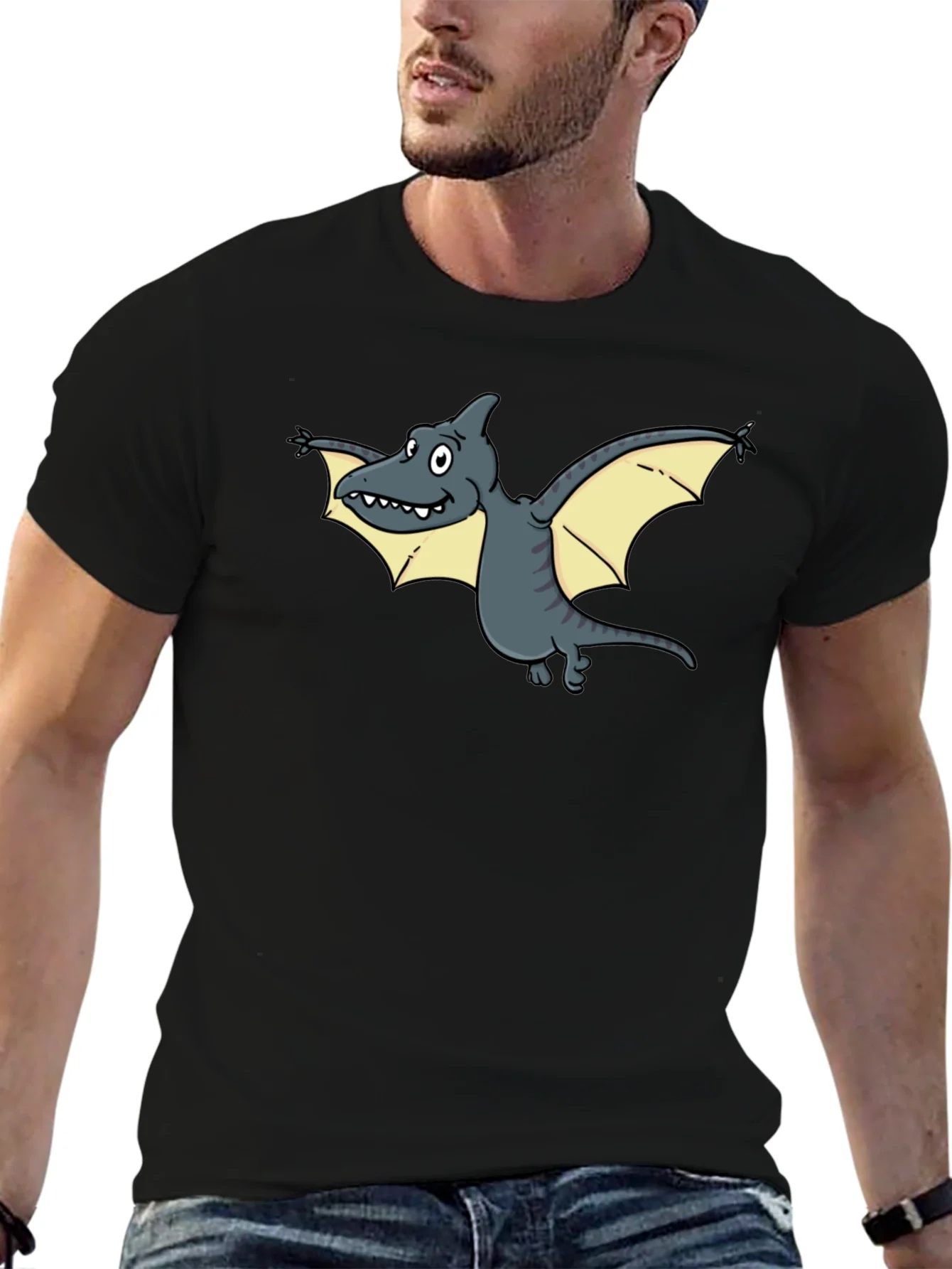 Cartoon Pterodactyl Graphic Tee - Unique Dinosaur T-Shirt