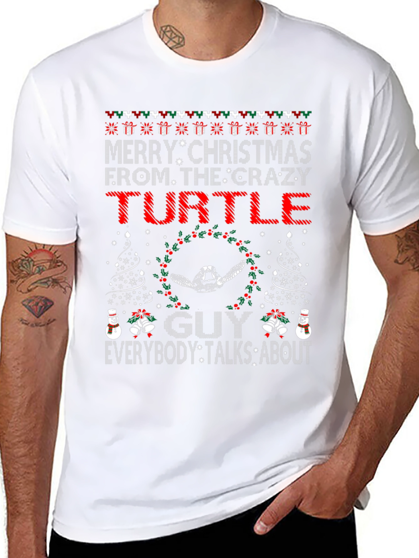 Crazy Turtle Guy Christmas T-Shirt