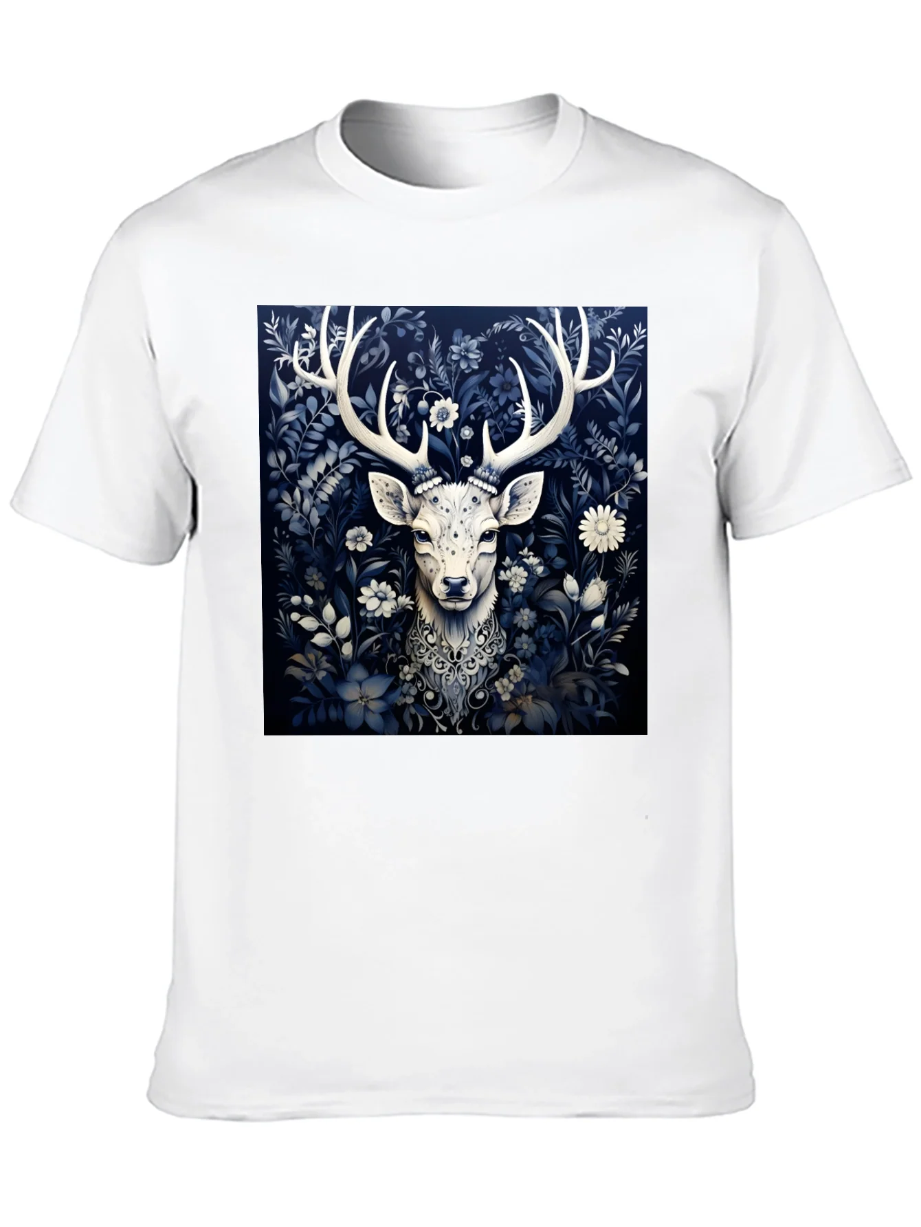 Deer in Bloom Graphic Tee - Black