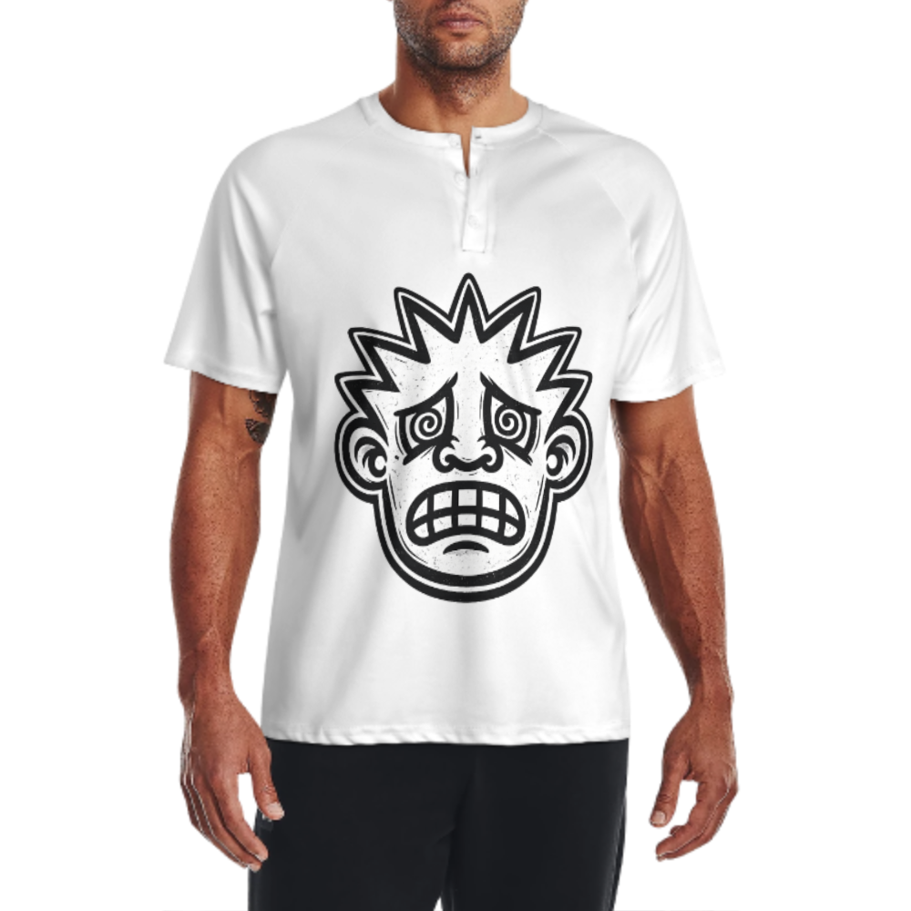 Retro Cartoon Panic Face Graphic T-Shirt – Vintage Distressed Streetwear Tee for Men & Women(z200)
