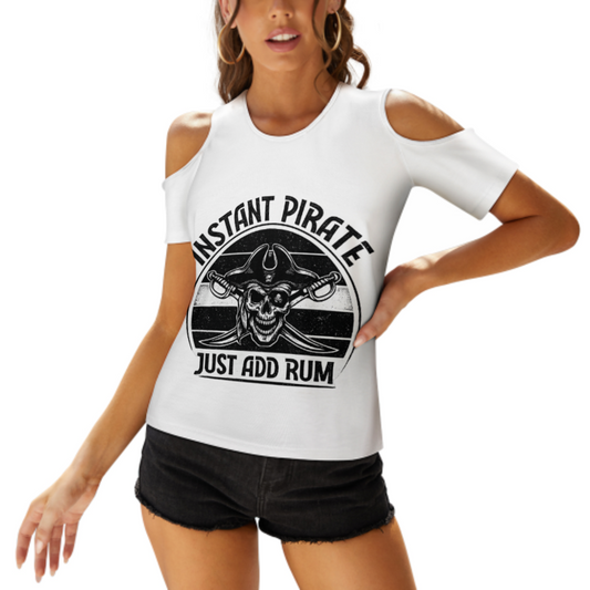Instant Pirate Graphic T-Shirt – Just Add Rum Funny Skull Tee for Pirate Lovers(z172)