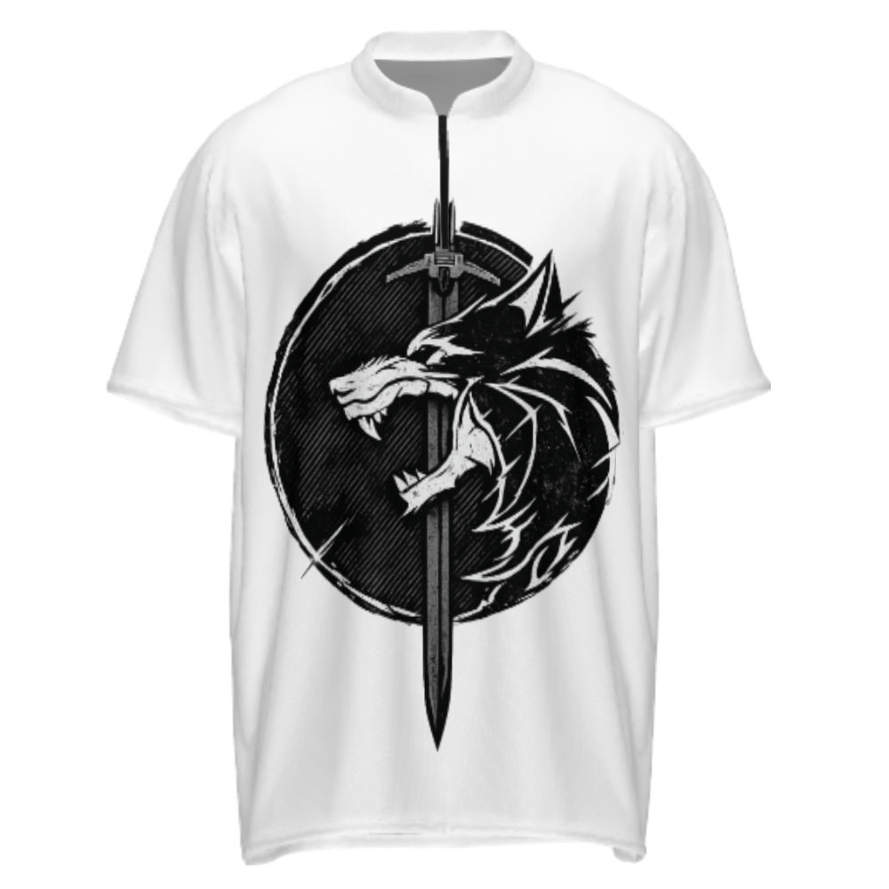 Wolf Sword Fantasy Graphic T-Shirt – Dark Medieval Wolf Emblem Streetwear Tee(z203)