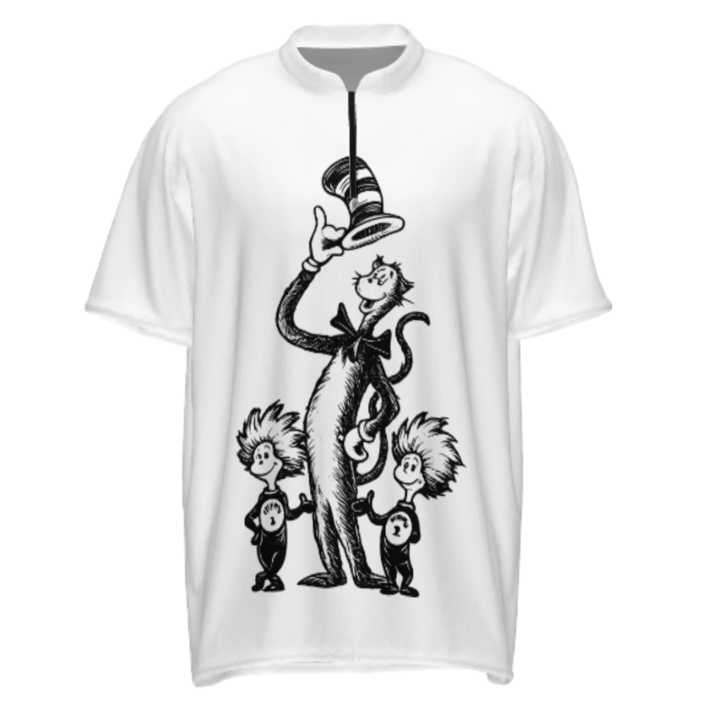 Whimsical Cat & Thing Duo Graphic Tee – Retro Storybook Style Cartoon Shirt(z209)