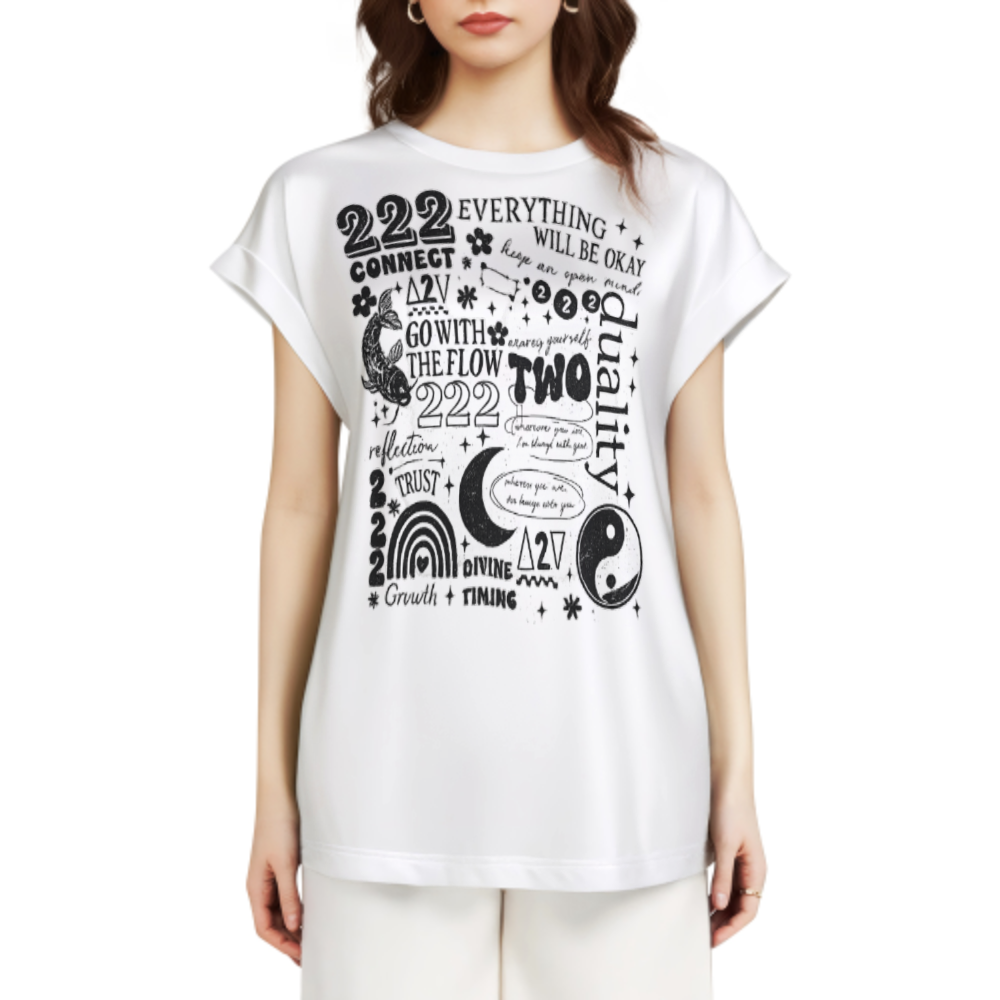222 Angel Number Spiritual Graphic Tee – Manifestation & Positive Energy Shirt(z185)