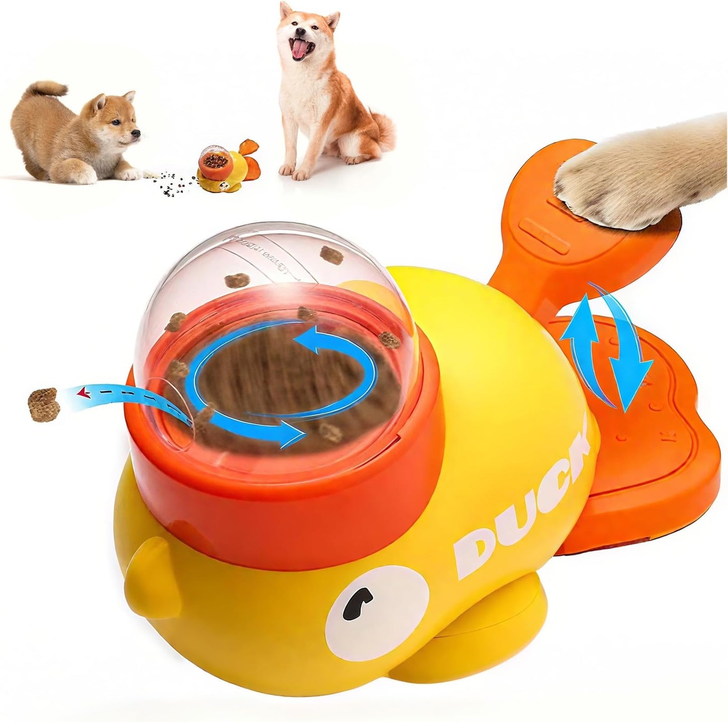 Educational Toy Dog Toy 2in1 Automatic Feeder 【Includes 3 Lids】 Prevents Fast Eating Solo Play Stress Relief Home Alone Treat Interactive Easy to Clean ABS Material Also Suitable for Cats