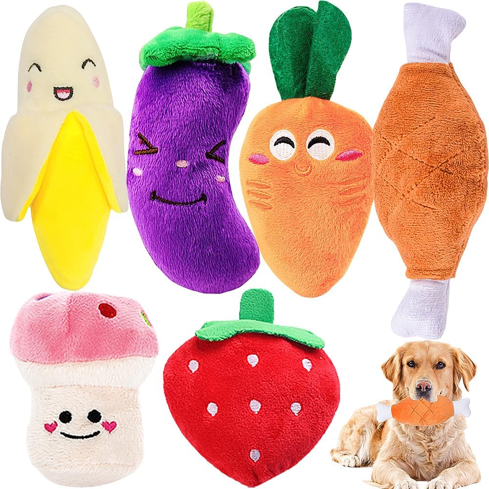 6 Pcs Squeaky Dog Toys, Plush Dog Toys, Dog Teddy Toys, Dog Teething Toys, Puppy Chew Toys for Small Medium Dogs