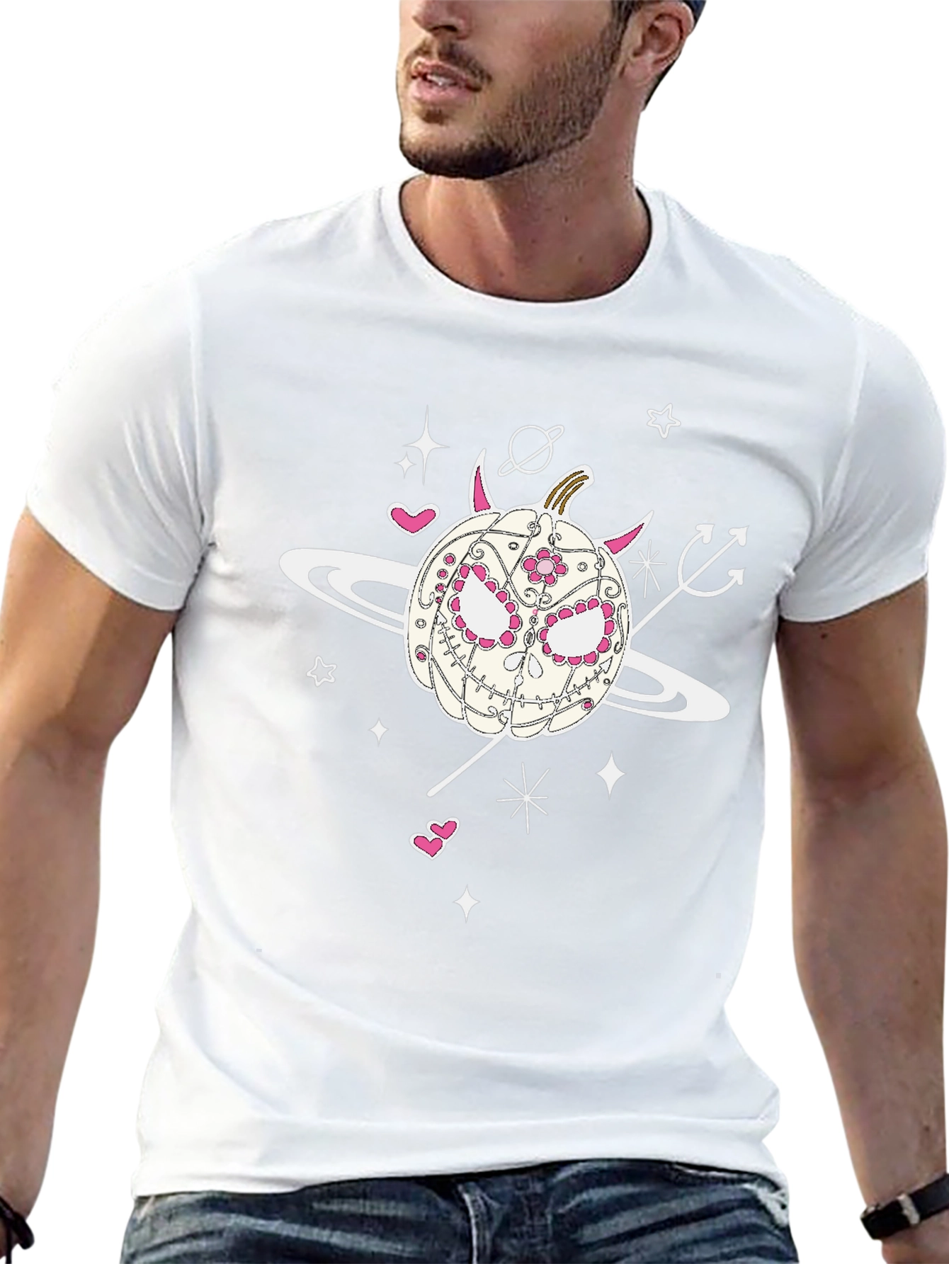 Sugar Skull Pumpkin Tee - Halloween Spooky Space Vibes
