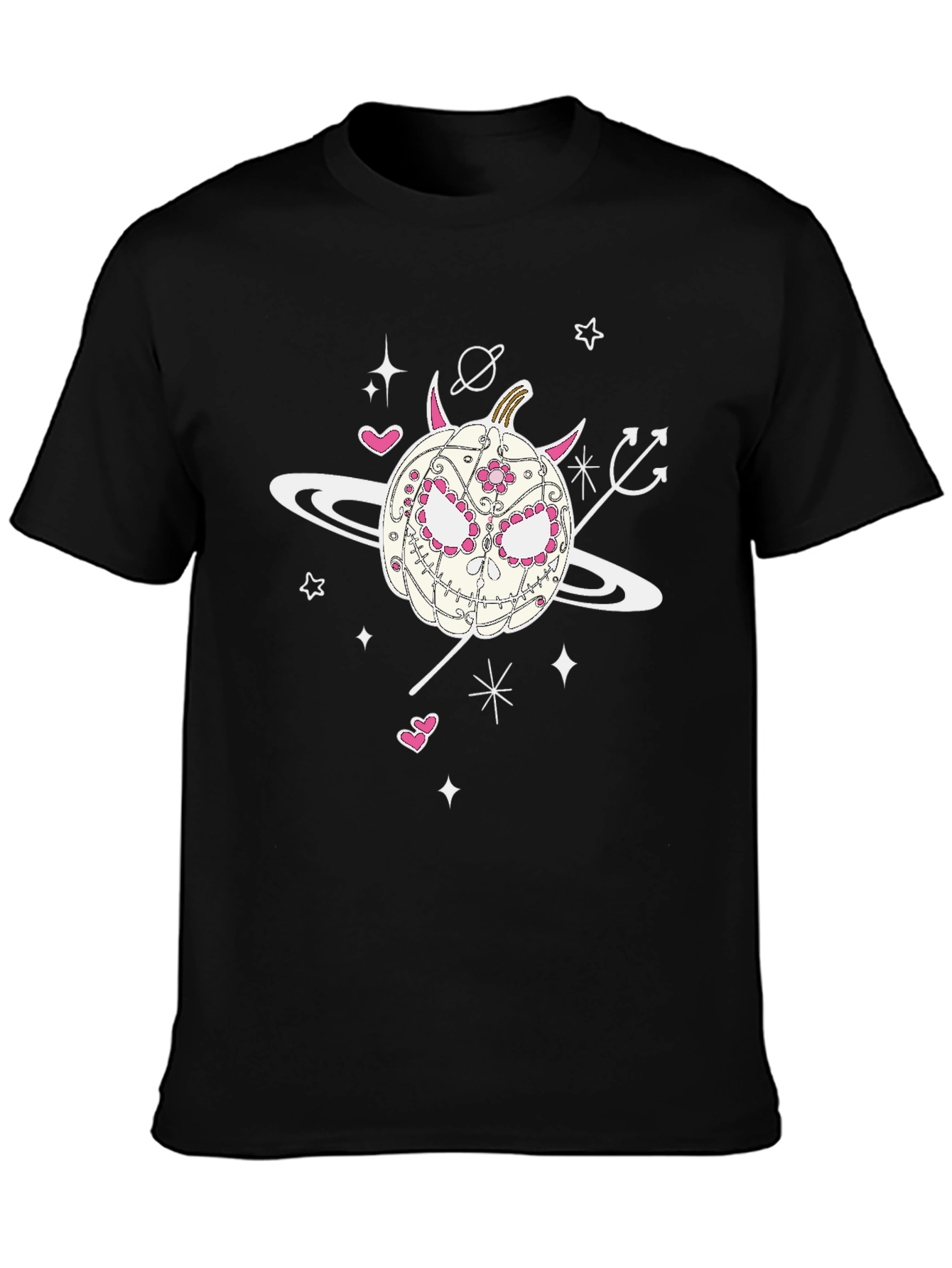 Sugar Skull Pumpkin Tee - Halloween Spooky Space Vibes