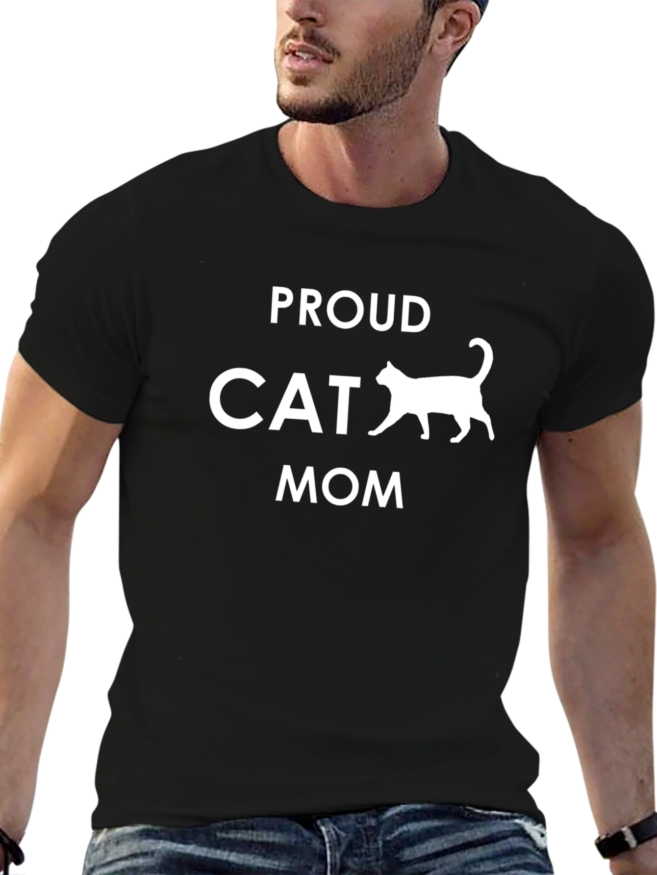 Proud Cat Mom T-Shirt - Black Cotton Tee