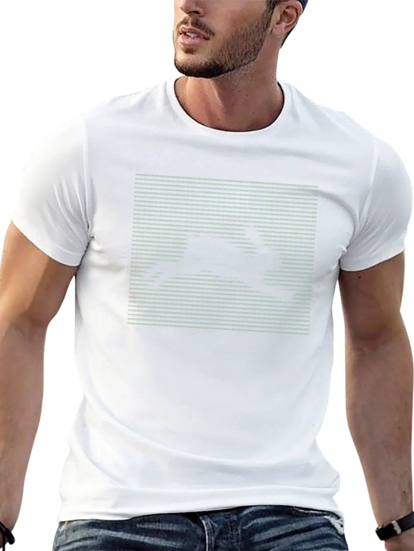 Black Graphic Tee - Rabbit Matrix Style