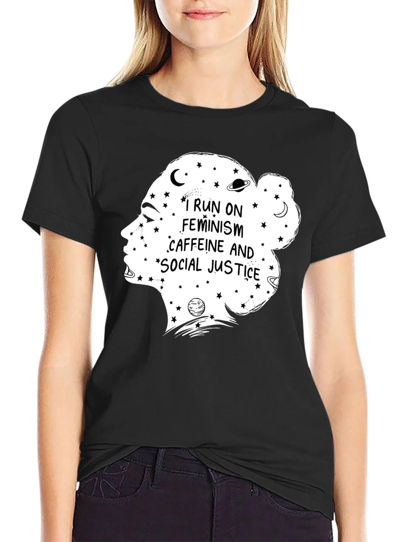 Feminism Caffeine Social Justice Black T-Shirt