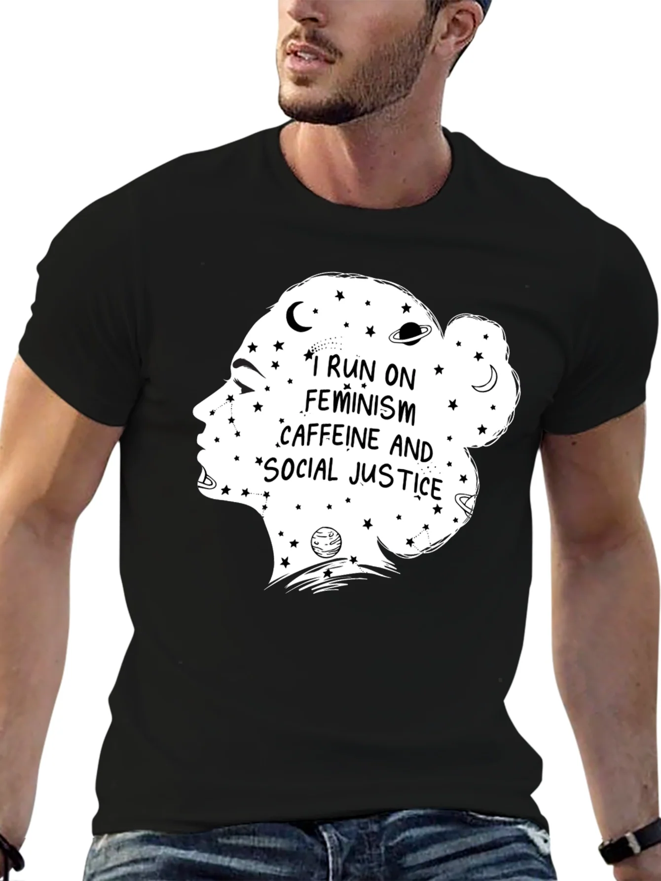 Feminism Caffeine Social Justice Black T-Shirt