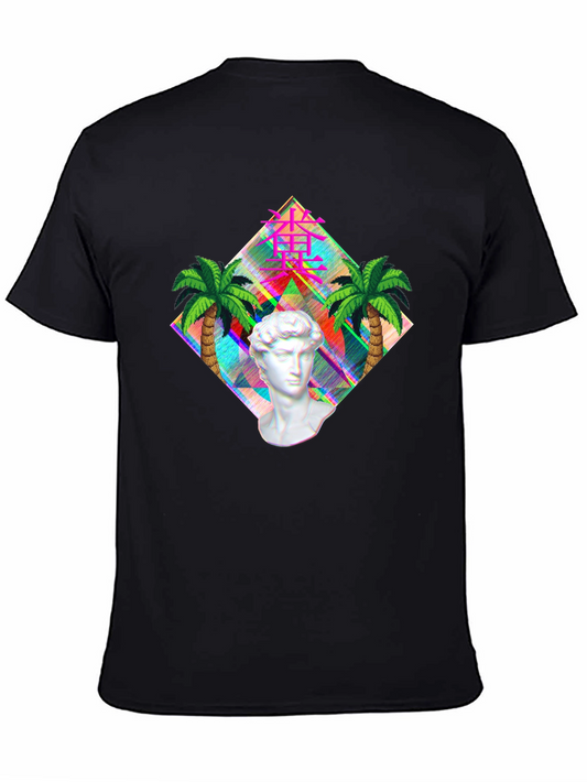 Vaporwave Statue Graphic T-Shirt - Mens Black Tee