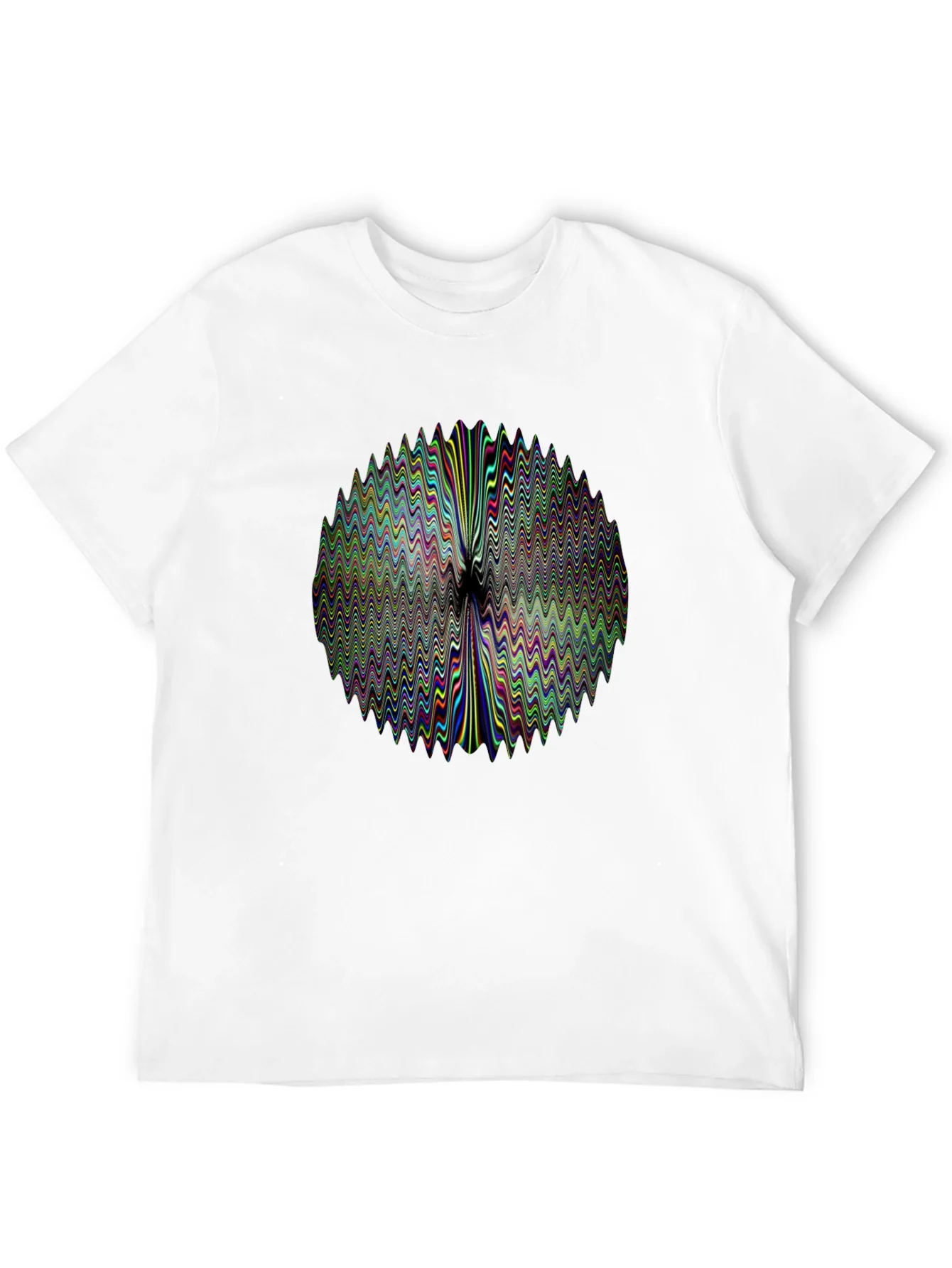Abstract Wavy Circle Graphic Print Black T-Shirt