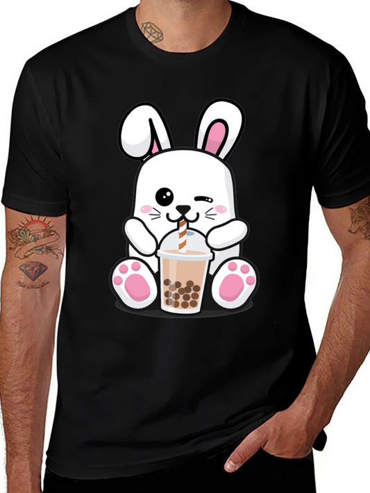 Kawaii Bunny Bubble Tea Black T-Shirt