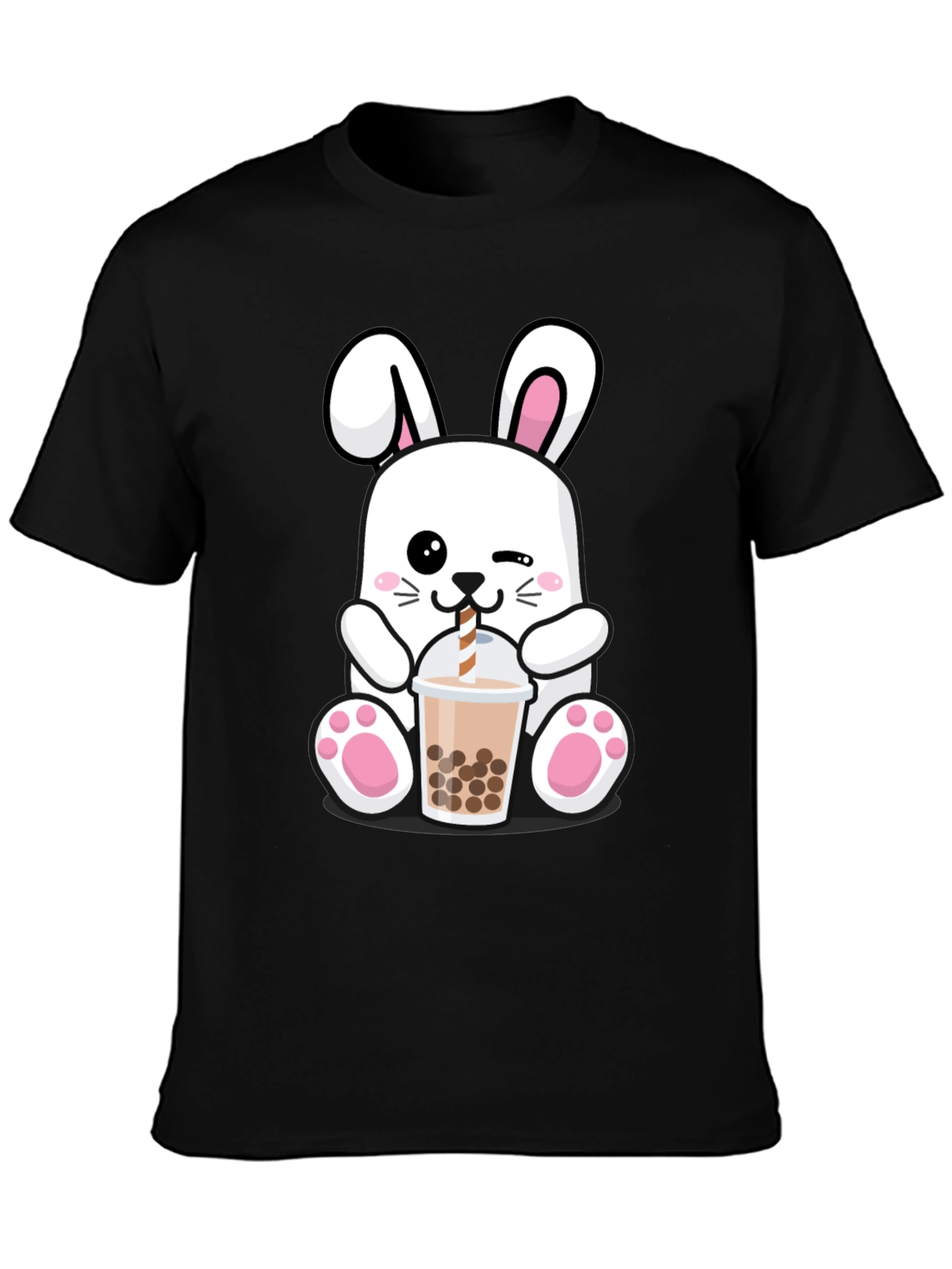 Kawaii Bunny Bubble Tea Black T-Shirt