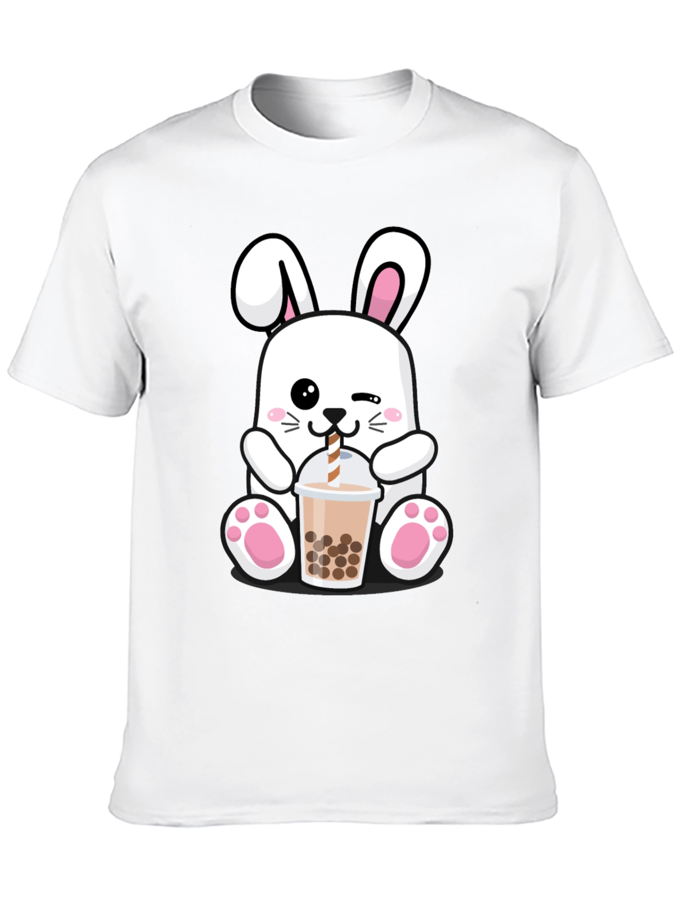 Kawaii Bunny Bubble Tea Black T-Shirt