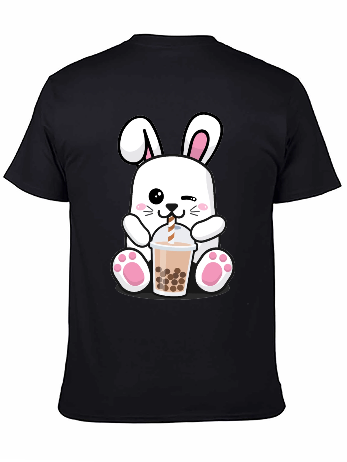 Kawaii Bunny Bubble Tea Black T-Shirt