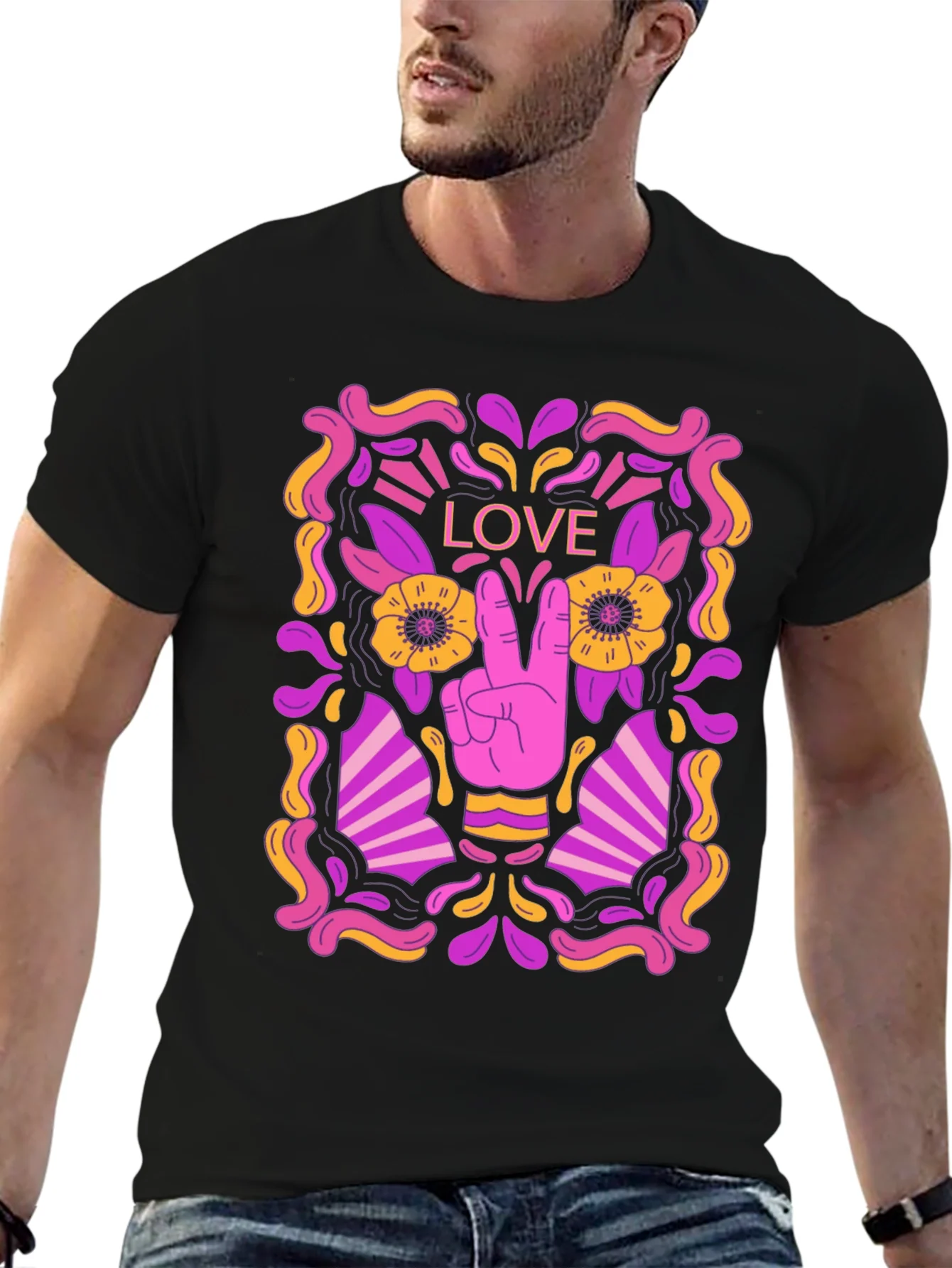 Peace & Love Graphic Tee - Retro Design