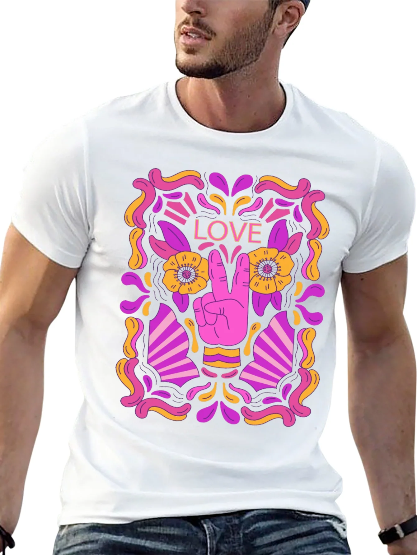 Peace & Love Graphic Tee - Retro Design