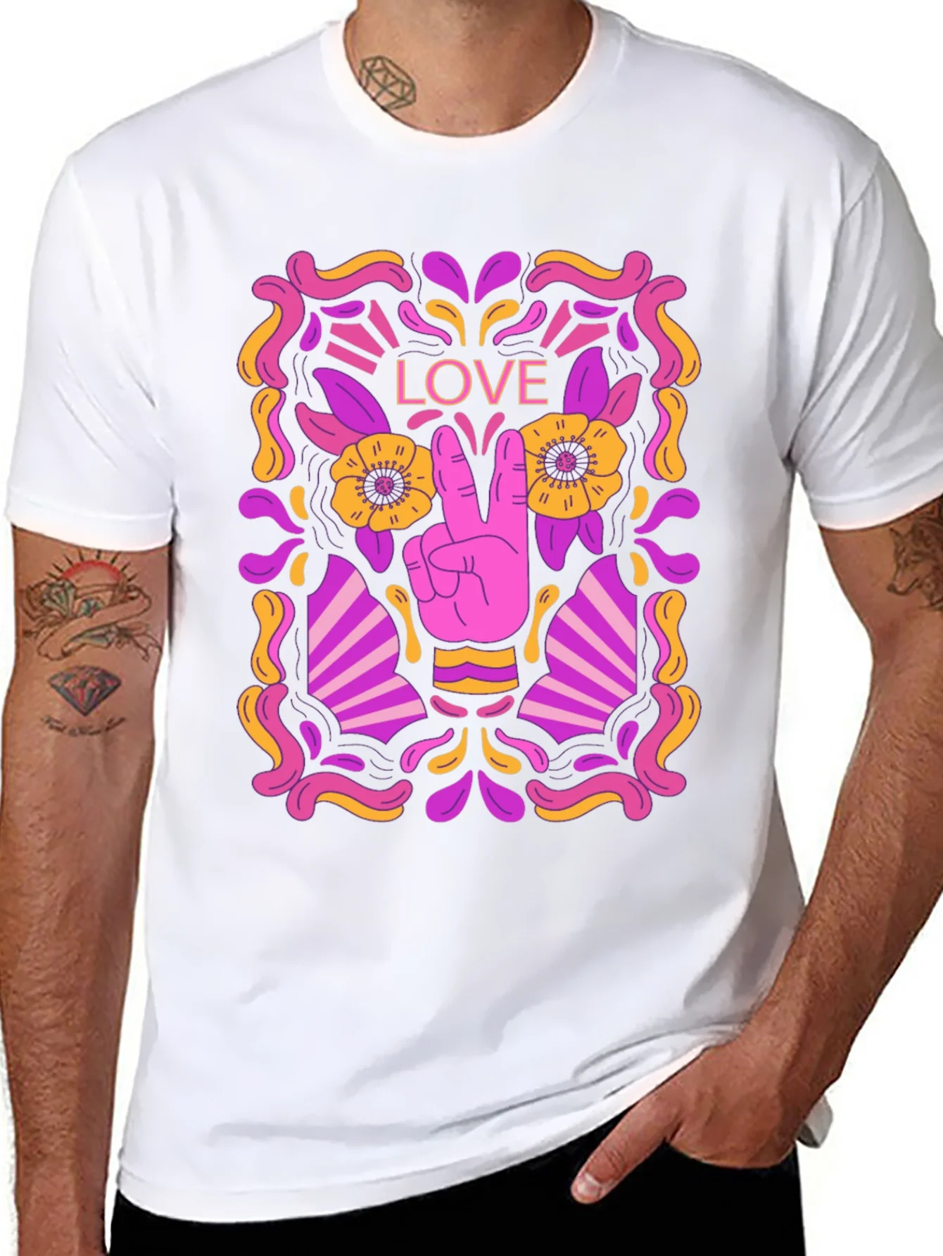Peace & Love Graphic Tee - Retro Design