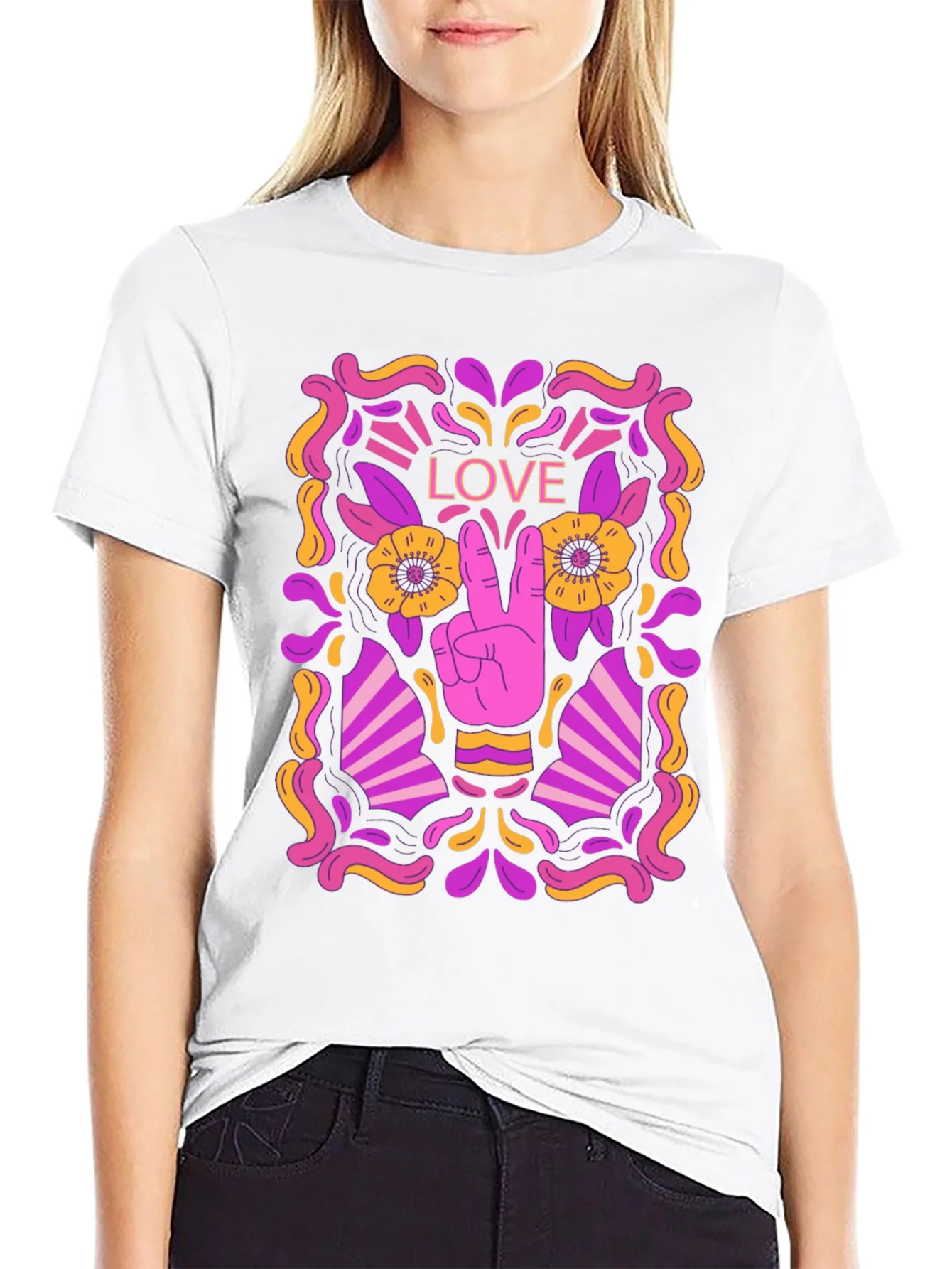 Peace & Love Graphic Tee - Retro Design