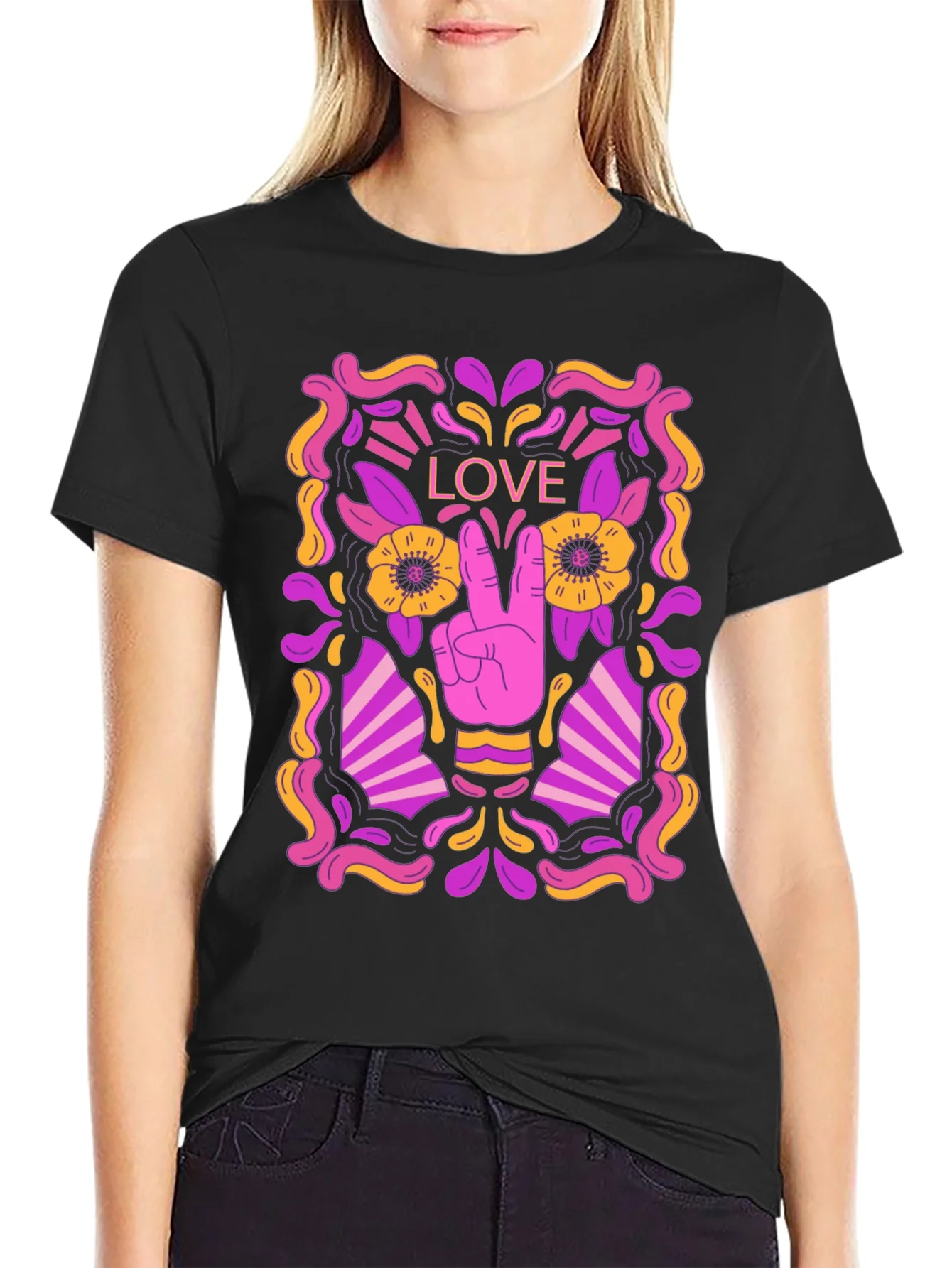 Peace & Love Graphic Tee - Retro Design
