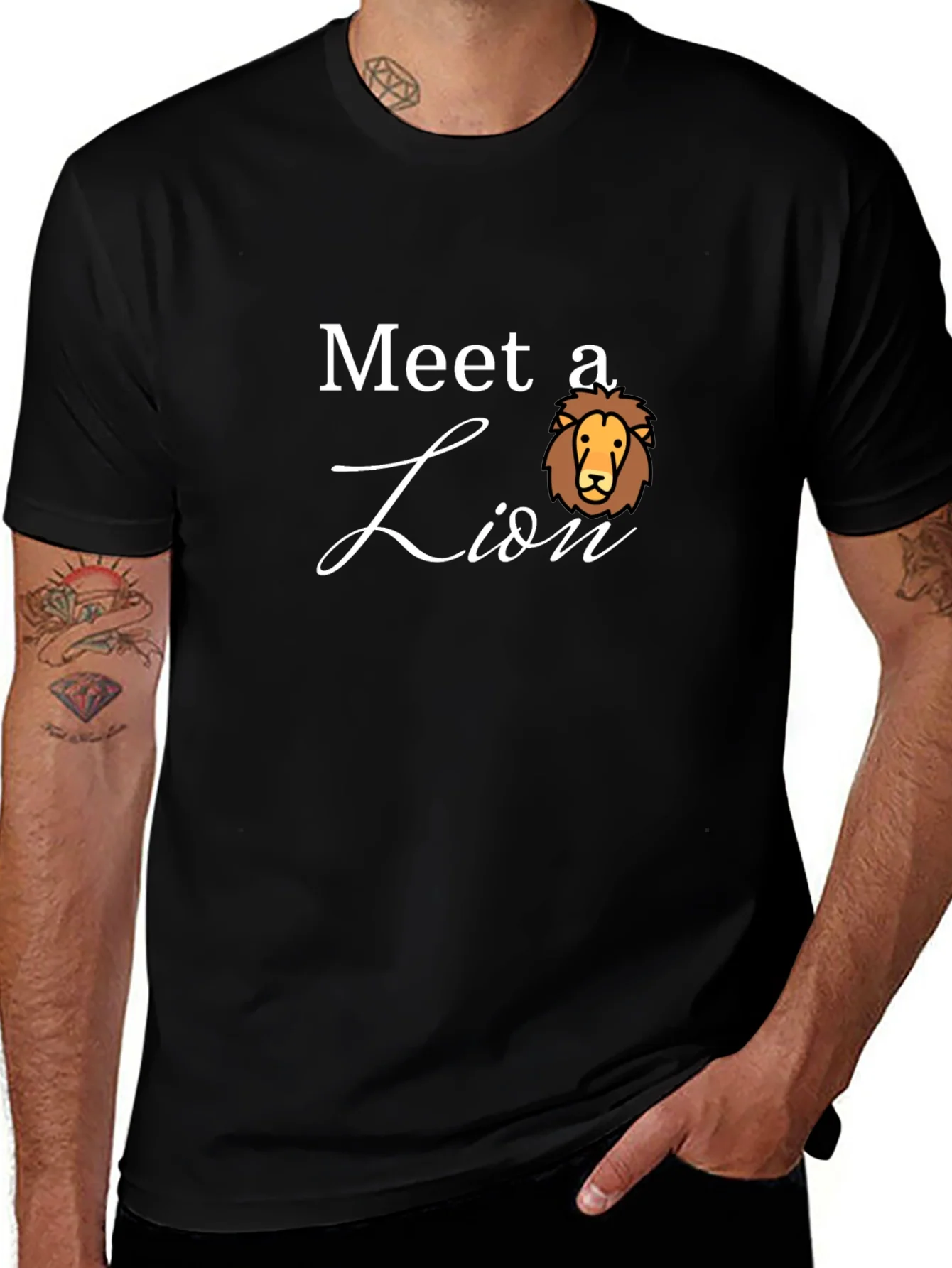 Meet a Lion Graphic Tee - Black