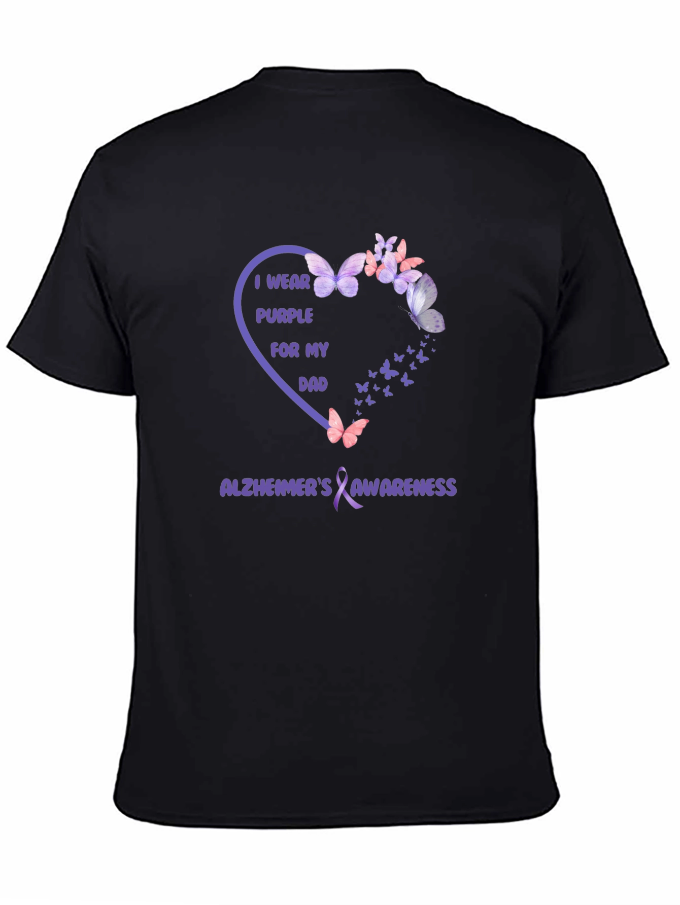 Alzheimers Awareness Purple Butterfly Dad T-Shirt