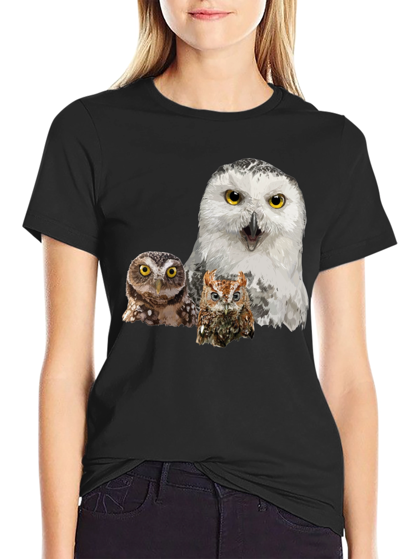 Owl T-Shirt Black Cotton Tee