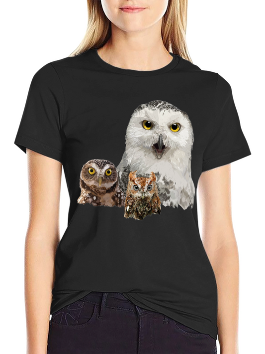 Owl T-Shirt Black Cotton Tee