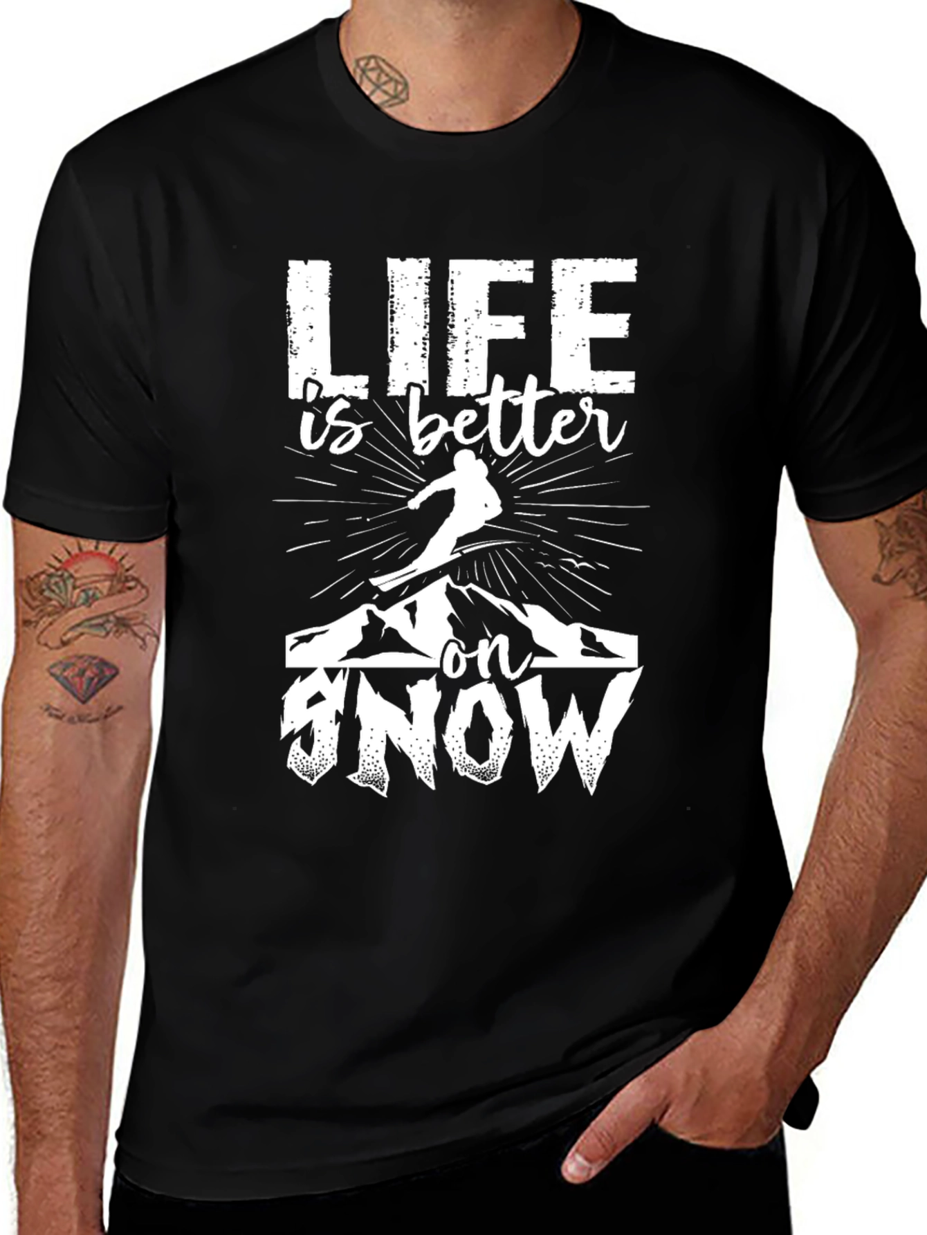 Life Is Better On Snow Graphic Tee - Black