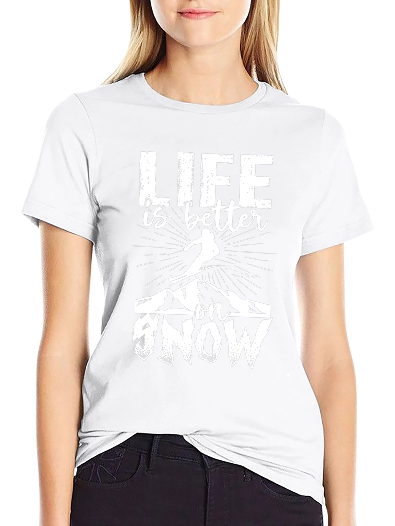 Life Is Better On Snow Graphic Tee - Black