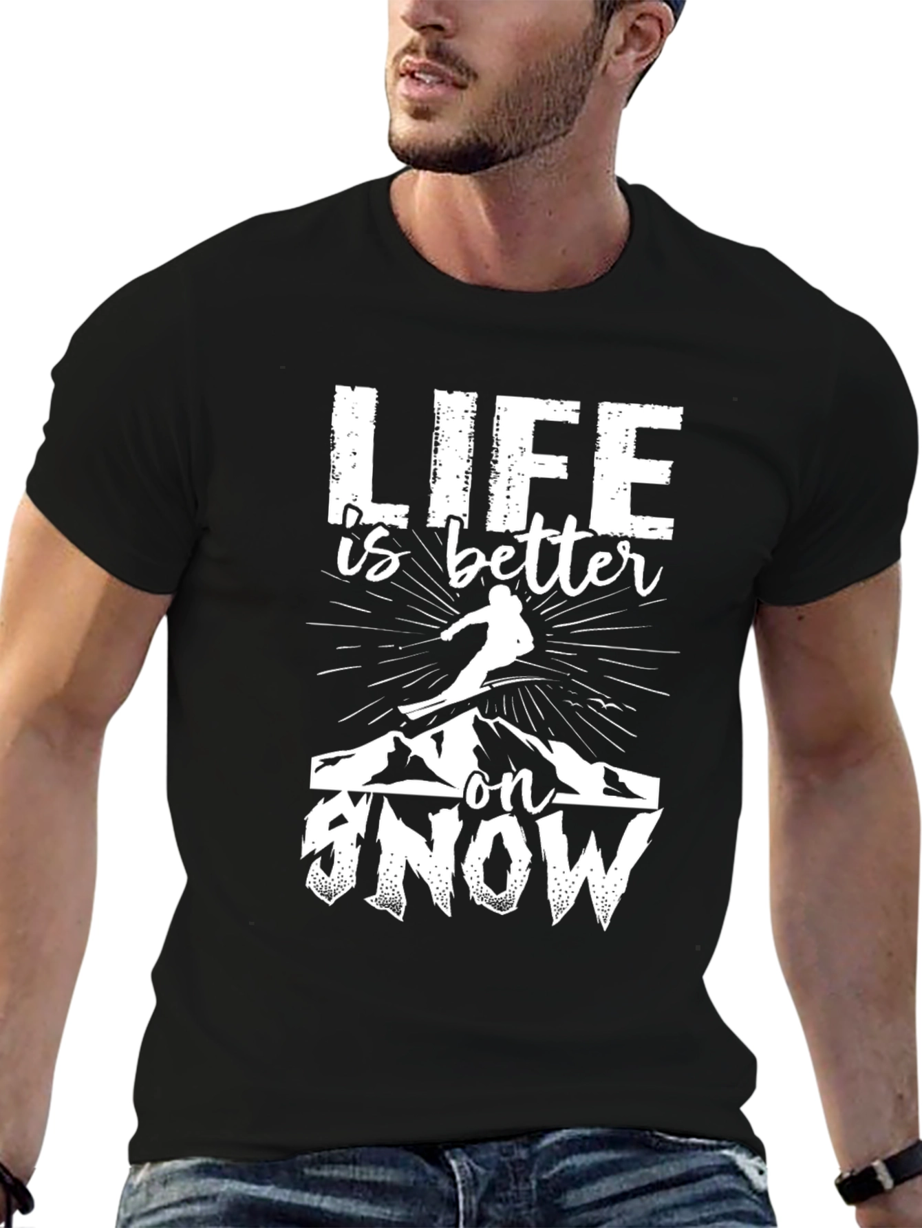 Life Is Better On Snow Graphic Tee - Black