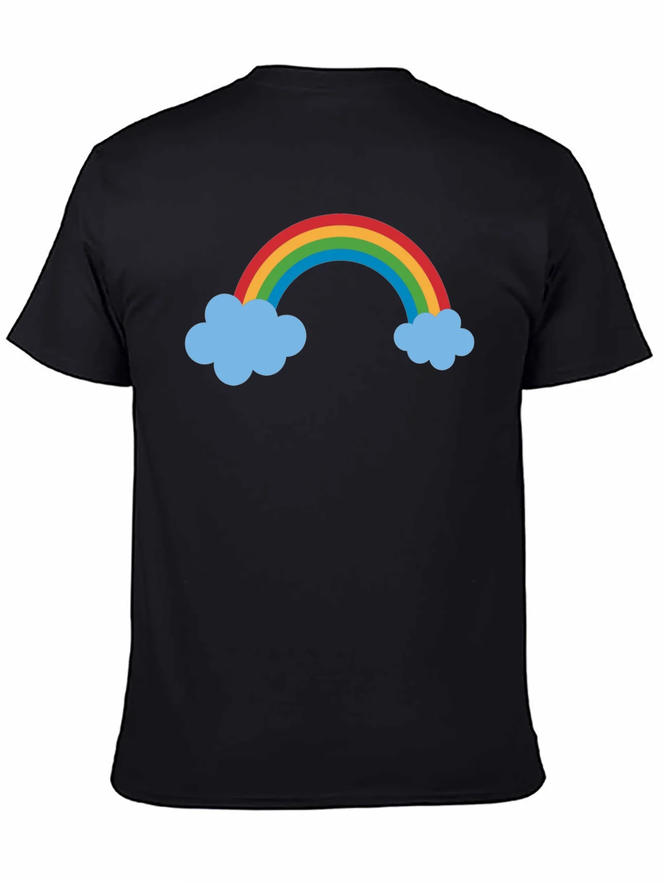 Rainbow Cloud Graphic Black Tee Shirt